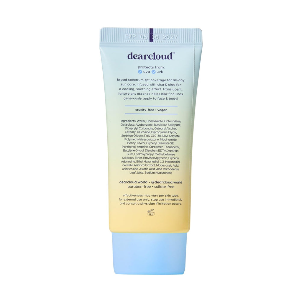 Dearcloud Tone Blur Essence Sunscreen SPF 50+ PA++++ — Vegan Face Primer Sunscreen (1.69 fl oz)