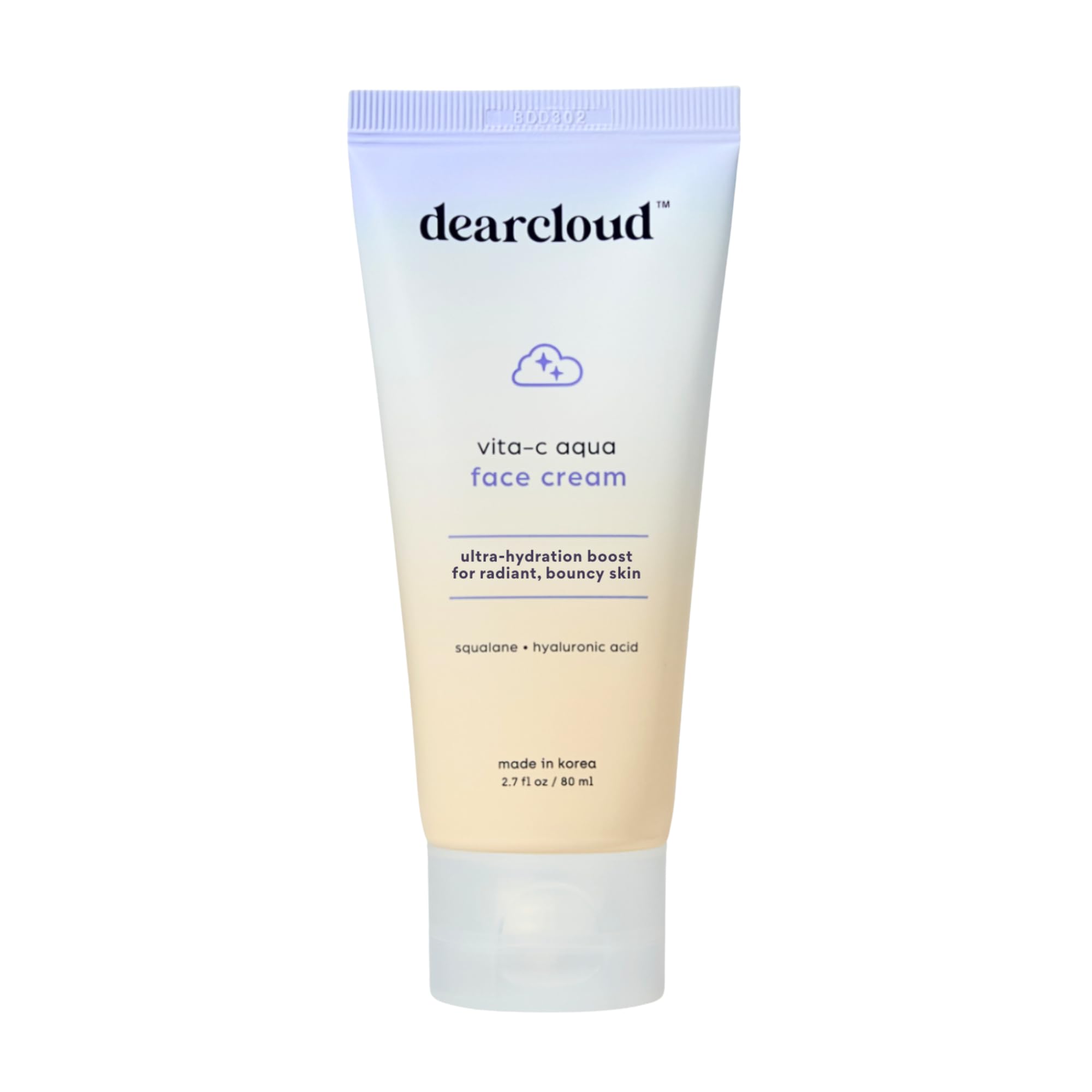 DearCloud Vita-C Aqua Face Cream – Vitamin C Moisturizer with Hyaluronic Acid & Squalane (2.7 oz)