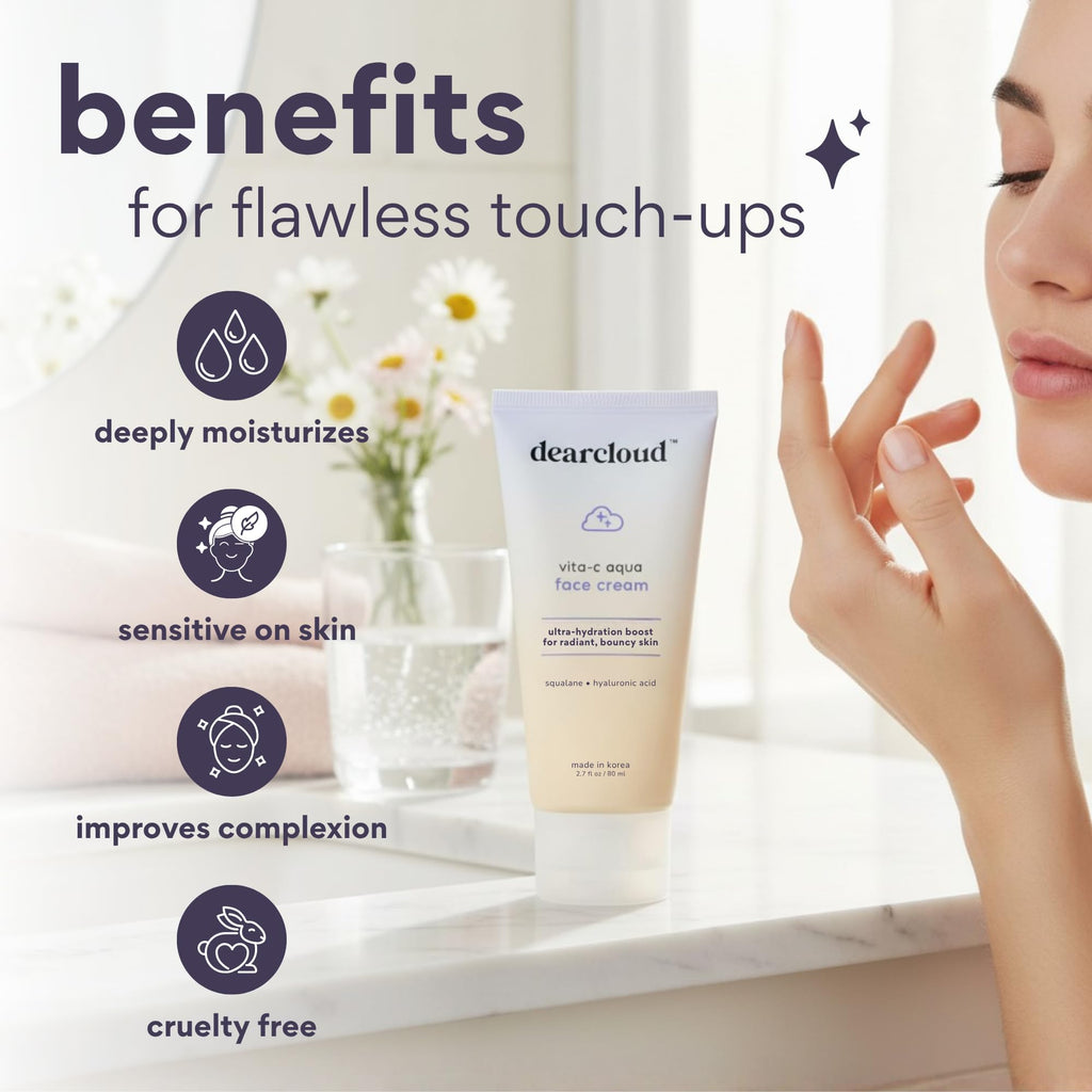 DearCloud Vita-C Aqua Face Cream – Vitamin C Moisturizer with Hyaluronic Acid & Squalane (2.7 oz)