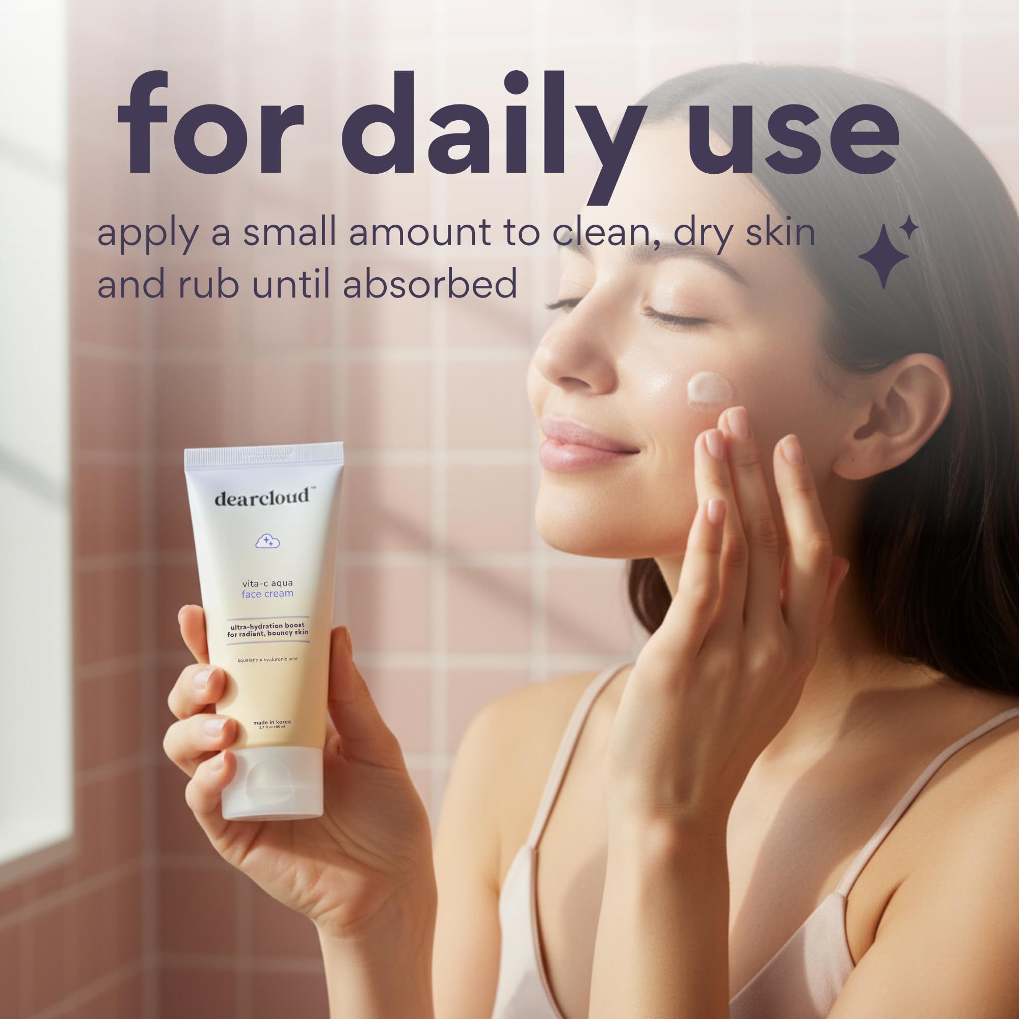DearCloud Vita-C Aqua Face Cream – Vitamin C Moisturizer with Hyaluronic Acid & Squalane (2.7 oz)