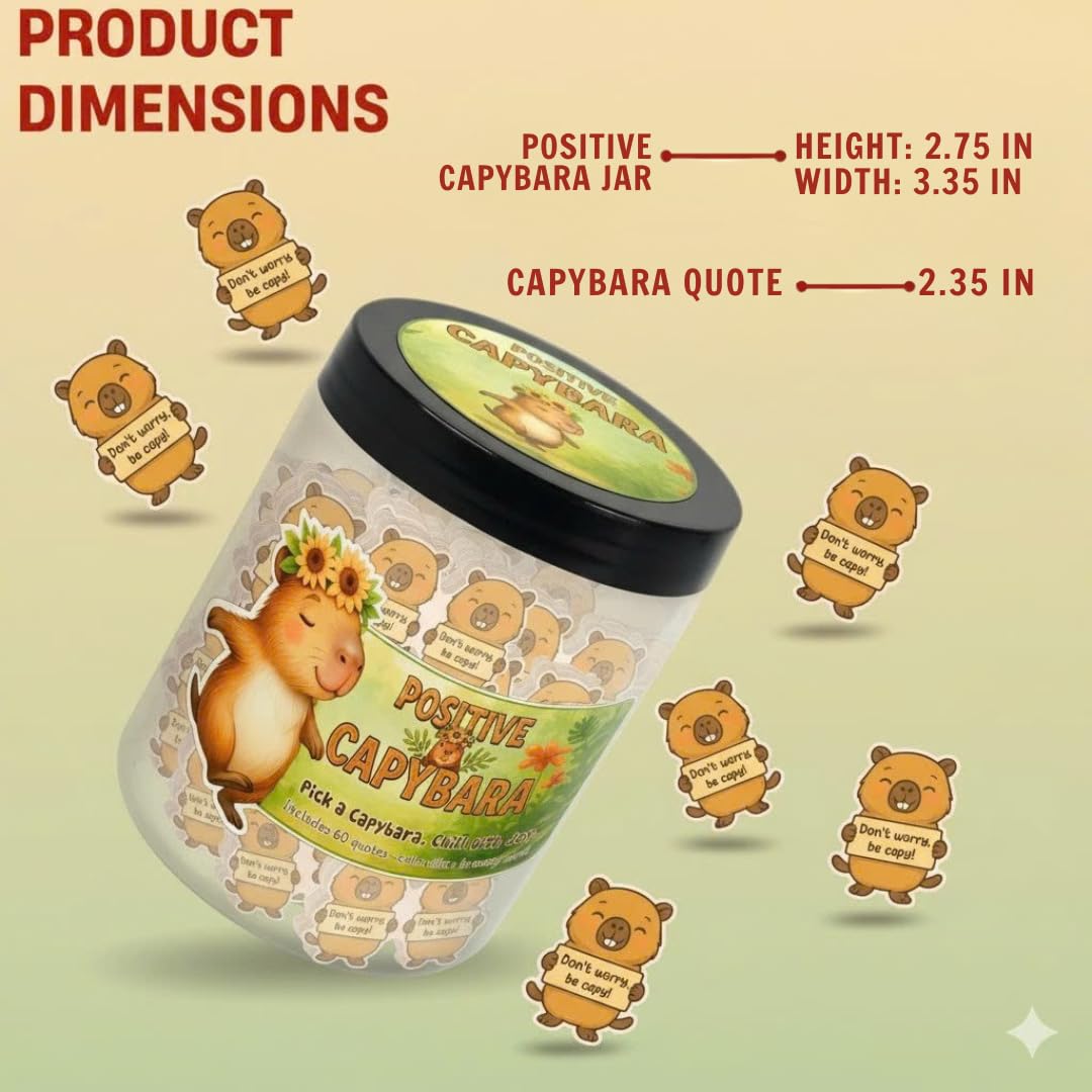 DEARMINE Positive Capybara Jar — 60 Affirmations, Gift & Cute Office Decor