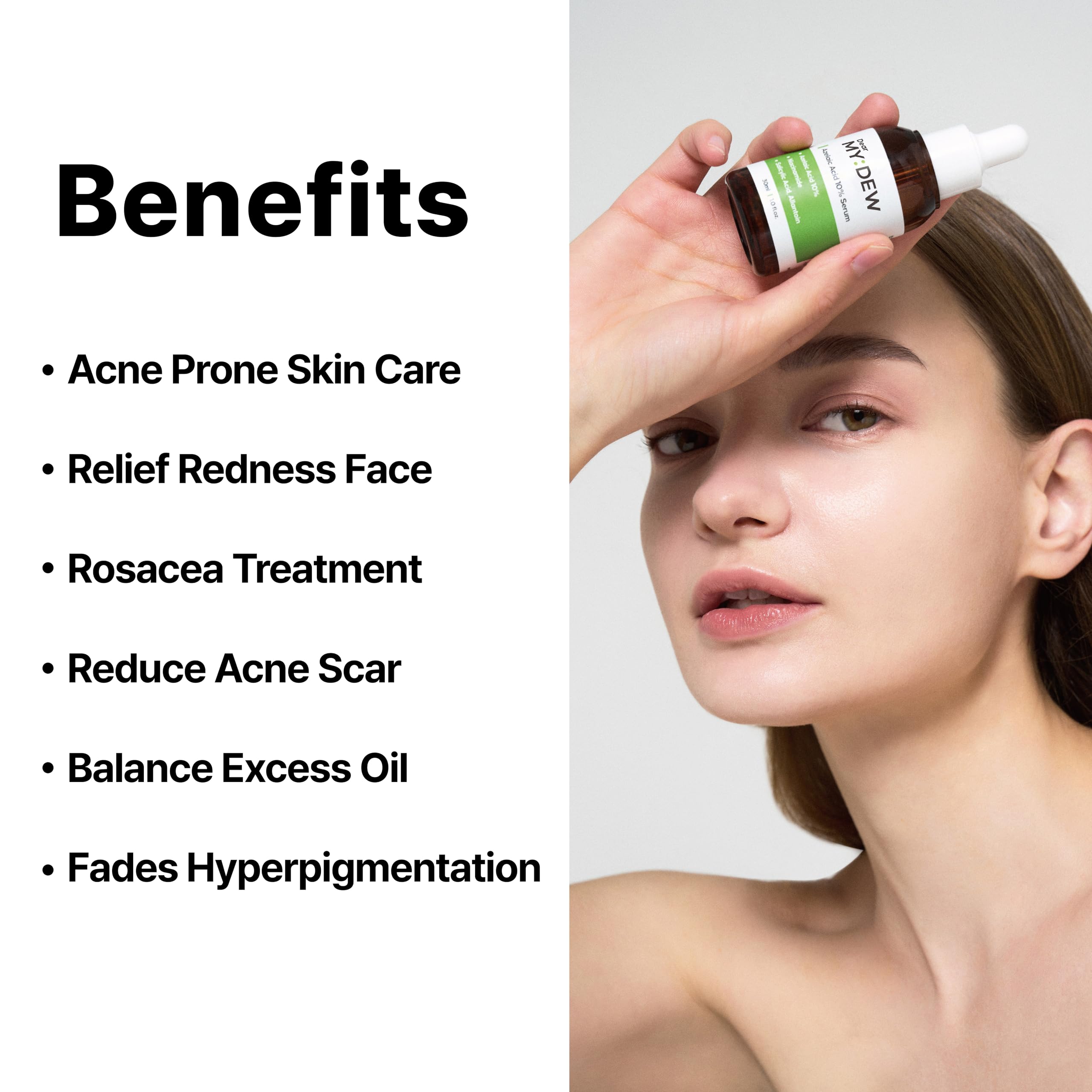 DearMYDEW 10% Azelaic Acid Serum with Niacinamide – Rosacea Relief & Acne Care (1 fl oz)