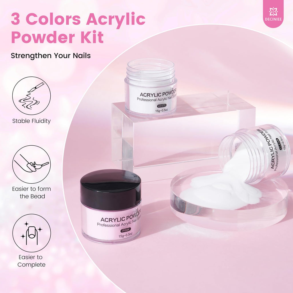 Deciniee Nail Kit for Beginners – All-in-One Acrylic Powder & Liquid Set with UV Light (Pink)