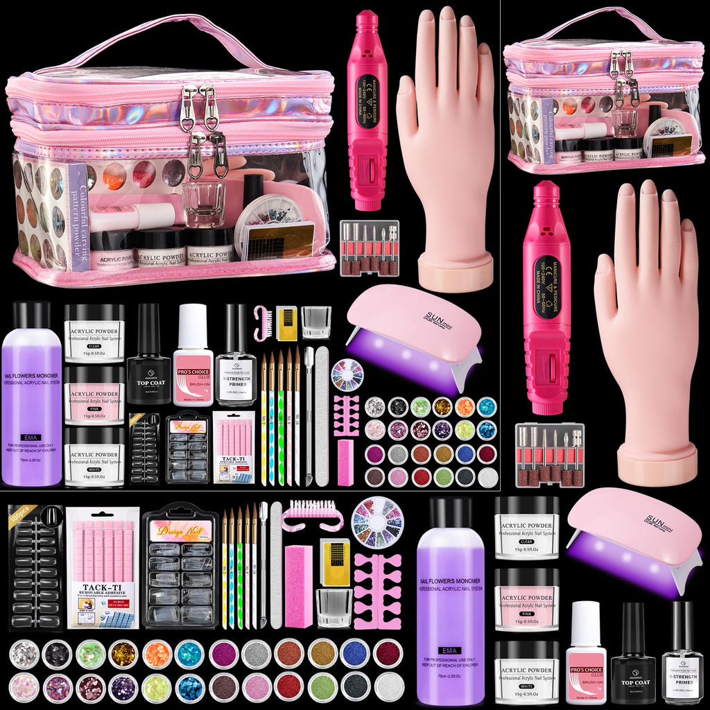Deciniee Nail Kit for Beginners — All-in-One Acrylic Powder & Liquid Set (Pink)