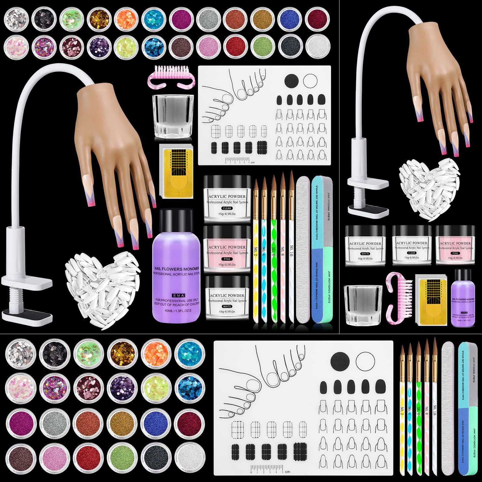 Deciniee Practice Hand for Acrylic Nails Kit — Silicone Nail Training Hand for Beginners