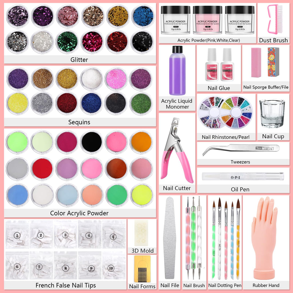 Deciniee Professional Acrylic Nail Kit with Practice Hand – DIY Starter Set
