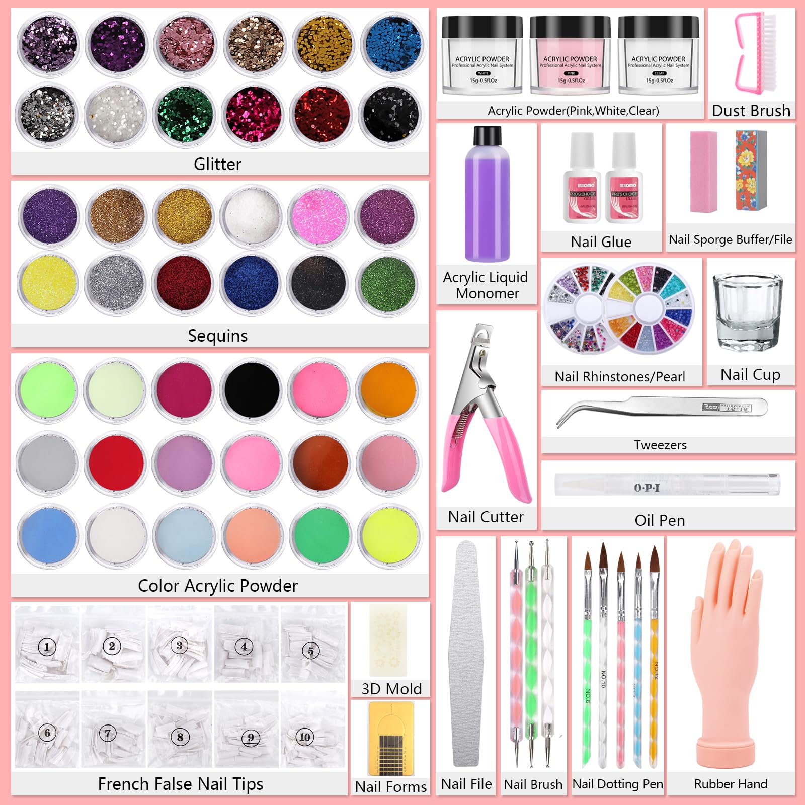 Deciniee Professional Acrylic Nail Kit with Practice Hand – DIY Starter Set