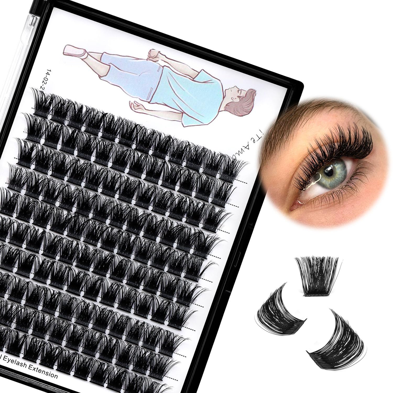 Dedila Large Tray Grafted Wide-Stem Lashes | 120 Clusters, D Curl, 8-20mm (16mm Available)