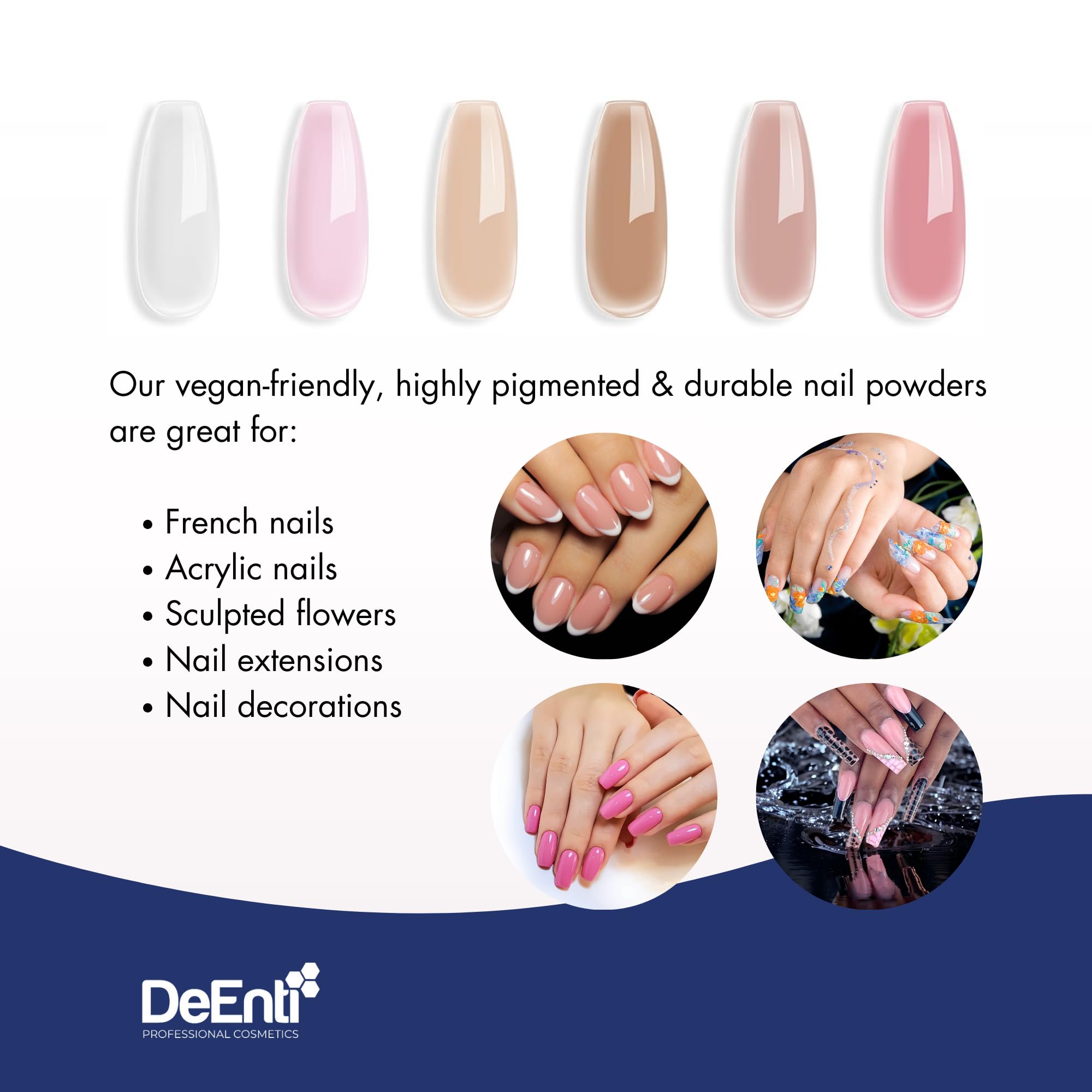 DeEnti Acrylic Nail Powder 2oz — Advanced Gel Clear, Bubble-Free & Long-Lasting
