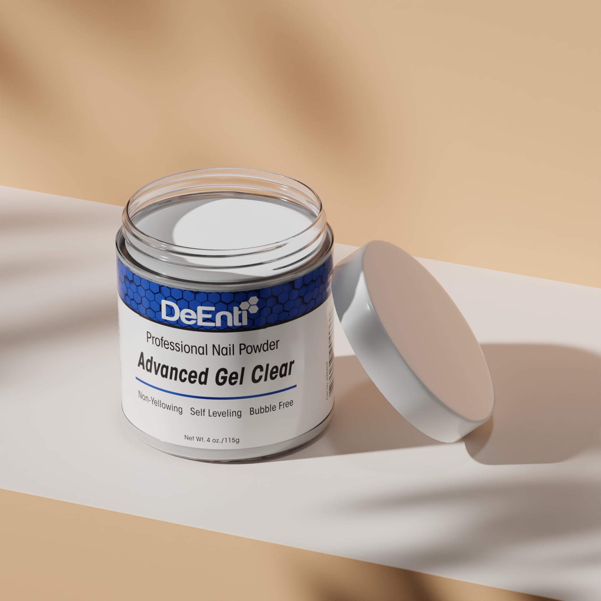 DeEnti Acrylic Nail Powder - 4oz Bubble-Free Clear Gel | Professional Grade for Overlays, Extensions & Nail Art