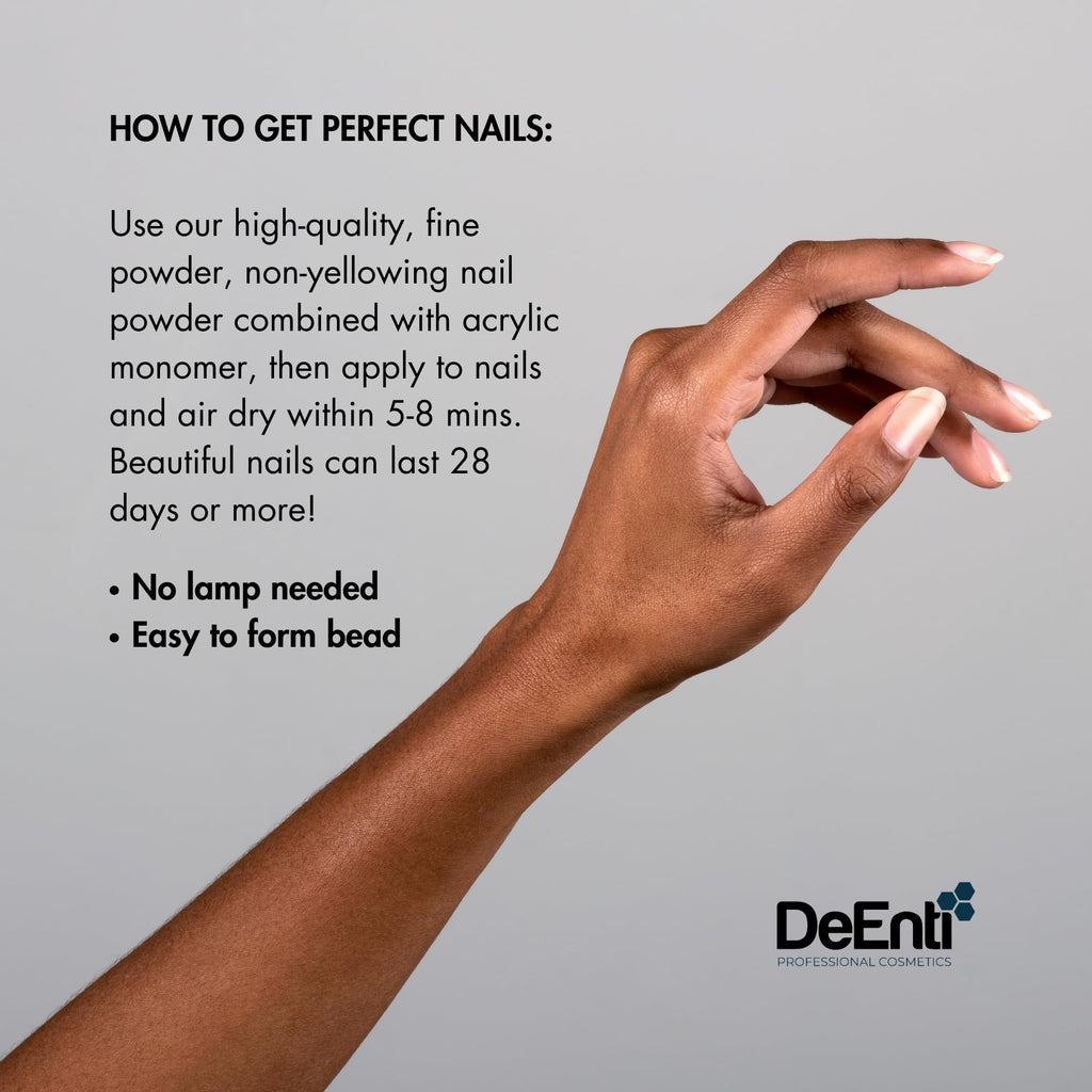 DeEnti Acrylic Nail Powder - 4oz Bubble-Free Clear Gel | Professional Grade for Overlays, Extensions & Nail Art