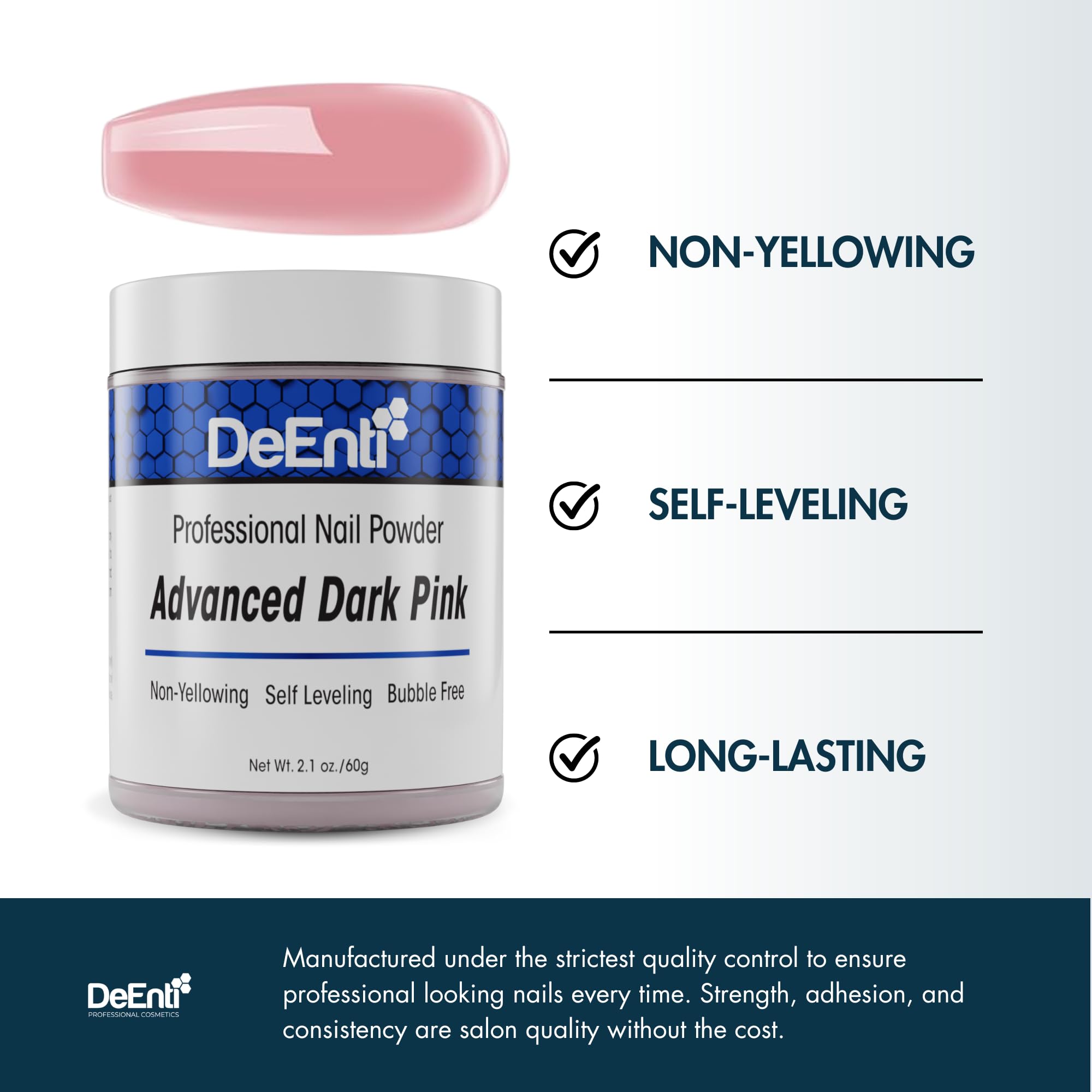 DeEnti Acrylic Nail Powder 2oz Dark Pink – Bubble-Free, Long-Lasting Nail Powder for Extensions & Overlays
