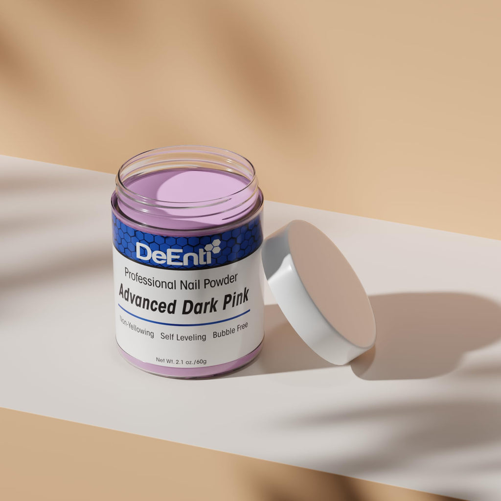 DeEnti Acrylic Nail Powder 2oz Dark Pink – Bubble-Free, Long-Lasting Nail Powder for Extensions & Overlays