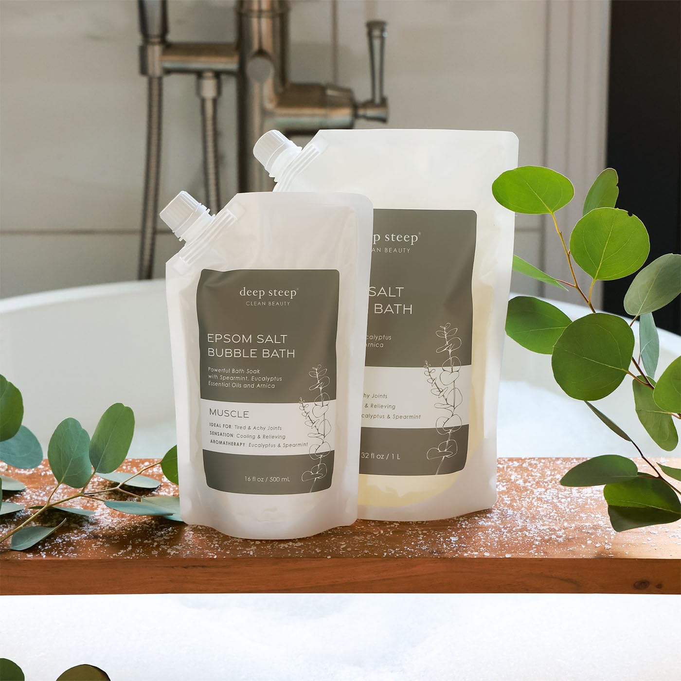 Deep Steep Epsom Salt Bubble Bath – Muscle Soak with Arnica, Ashwagandha & Essential Oils (32 oz)