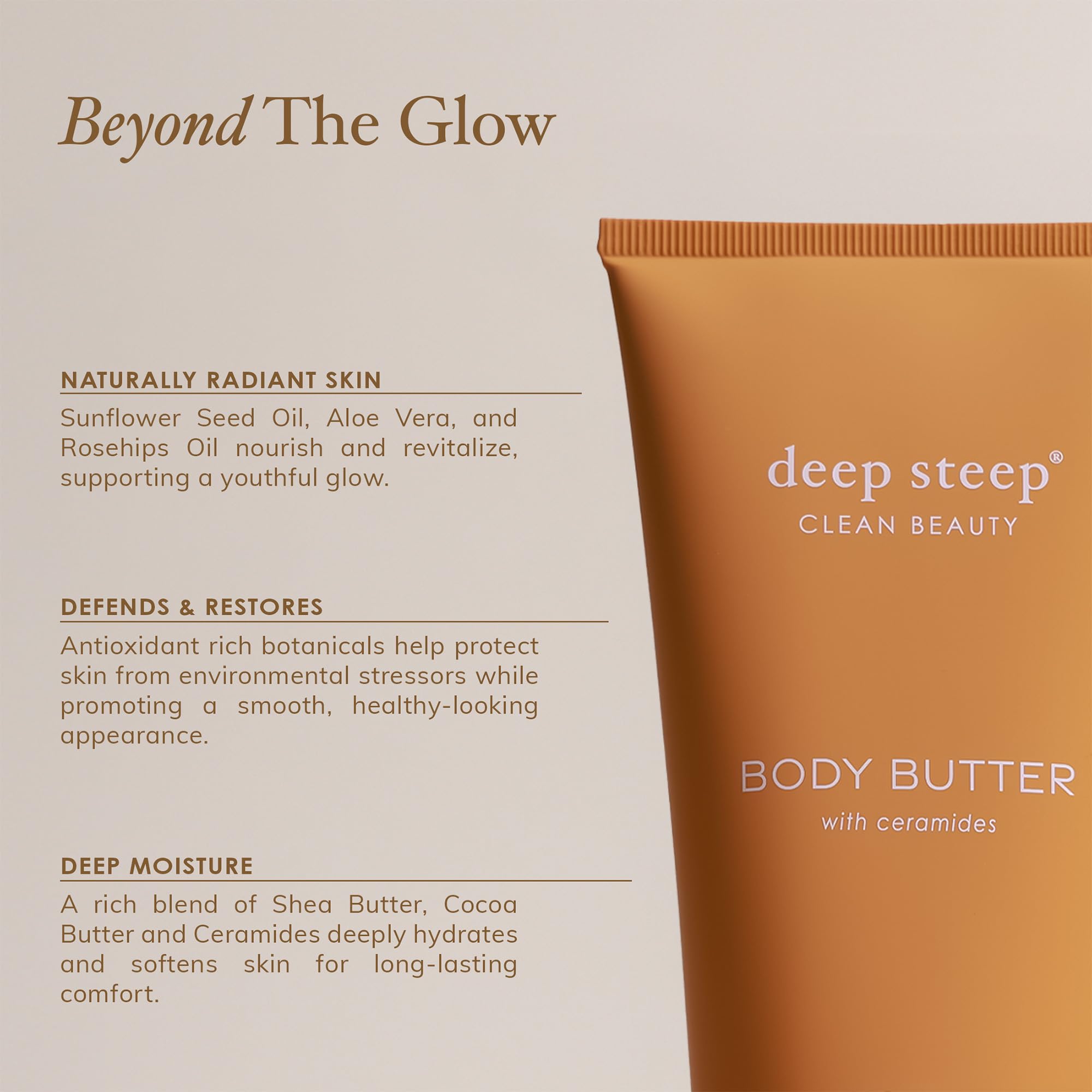 Deep Steep Body Butter 6 oz – Rich Moisturizer with Ceramides, Coconut Oil & Aloe Vera – Vegan, Brown Sugar Vanilla