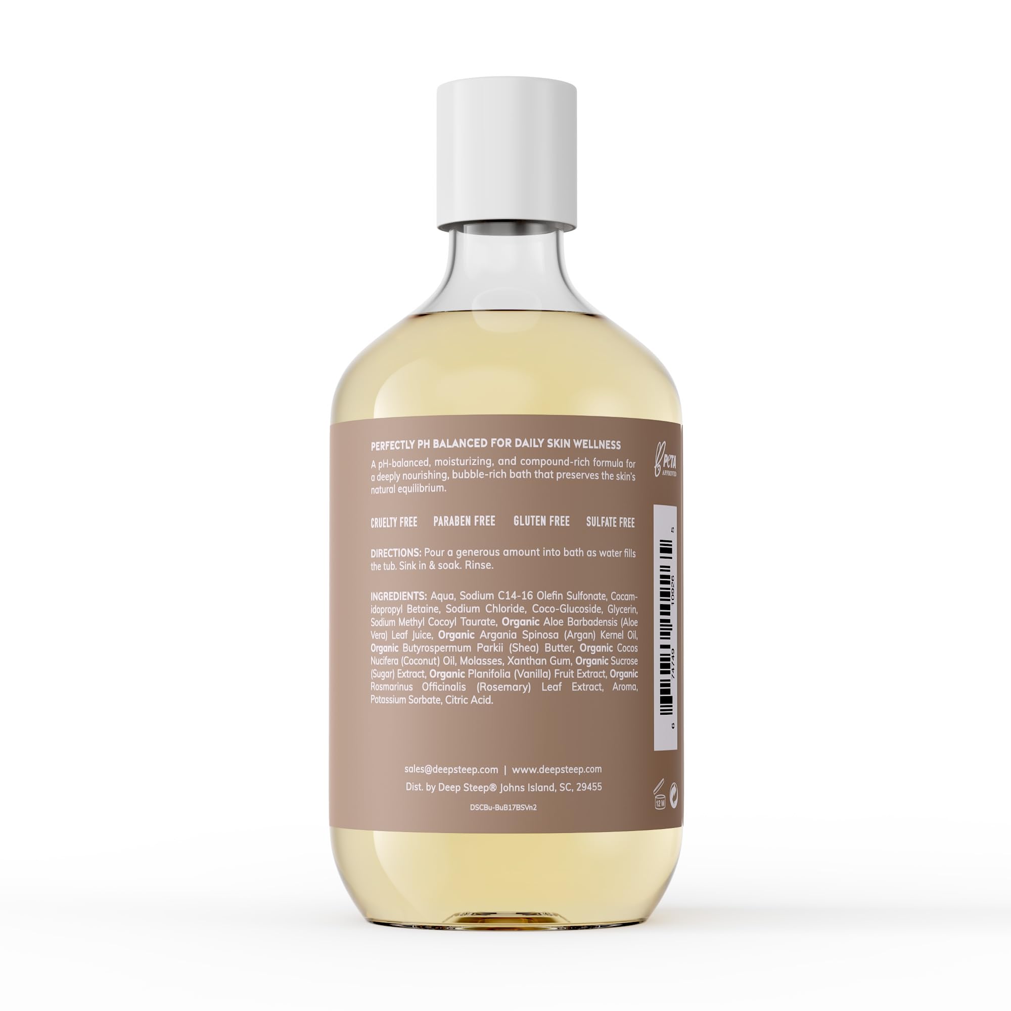 Deep Steep Bubble Bath Brown Sugar Vanilla (17 oz) – Hypoallergenic, Sulfate-Free
