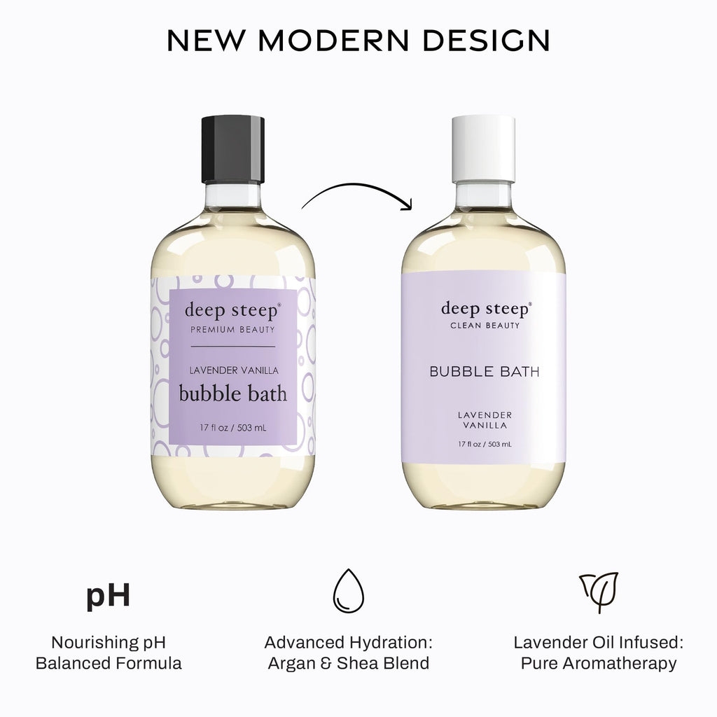 Deep Steep Bubble Bath Lavender Vanilla – Hypoallergenic, Sulfate-Free Soaking Experience with Shea Butter & Argan Oil