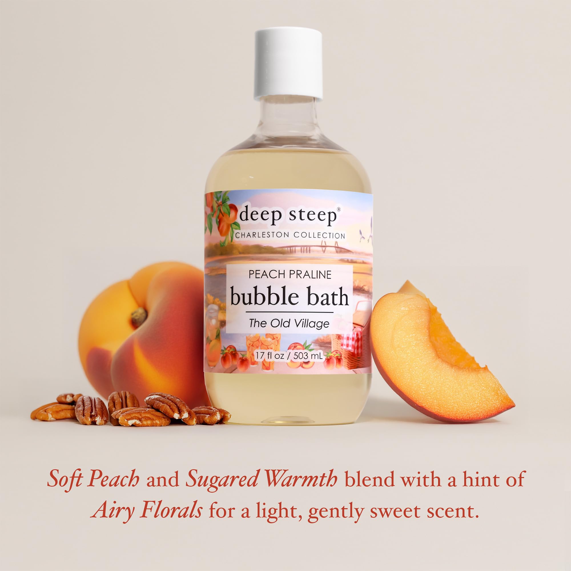 Deep Steep Peach Praline Bubble Bath 17 oz – Hypoallergenic & Sulfate-Free