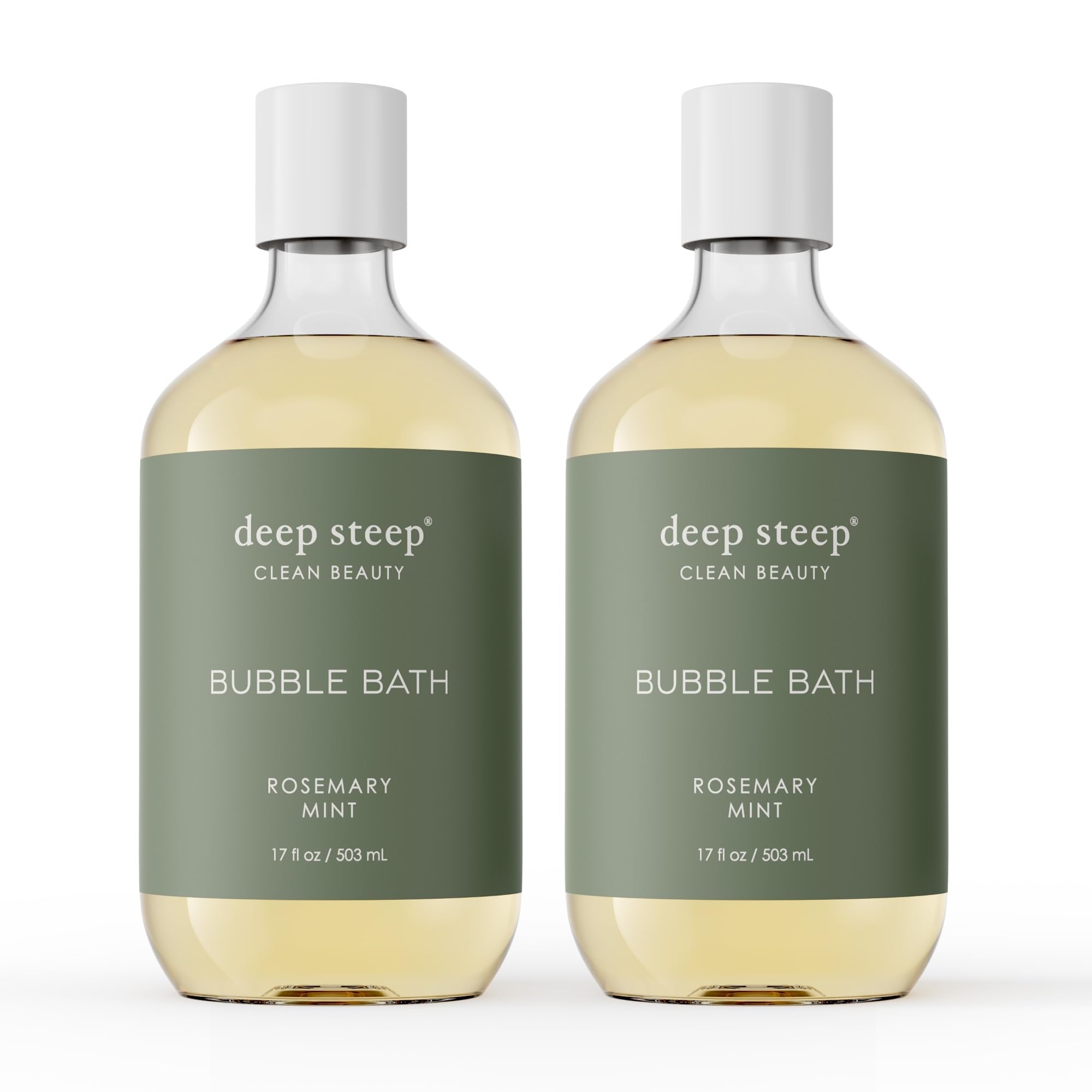 Deep Steep Bubble Bath Rosemary Mint – Pack of 2 x 17 oz, Hypoallergenic, Sulfate-Free with Shea Butter & Argan Oil