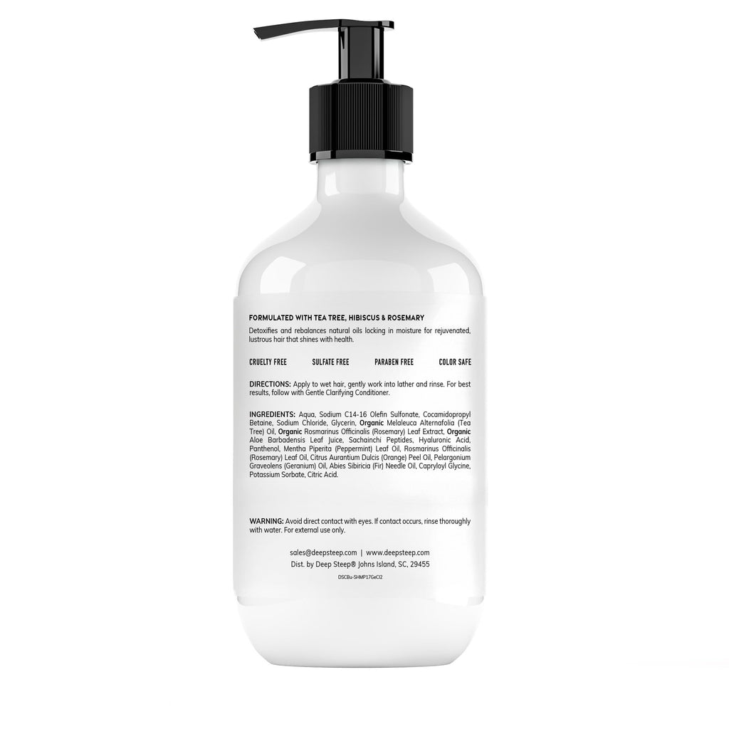 Deep Steep Gentle Clarifying Shampoo – Tea Tree, Peppermint, Aloe & Hyaluronic Acid | Sulfate-Free & Vegan