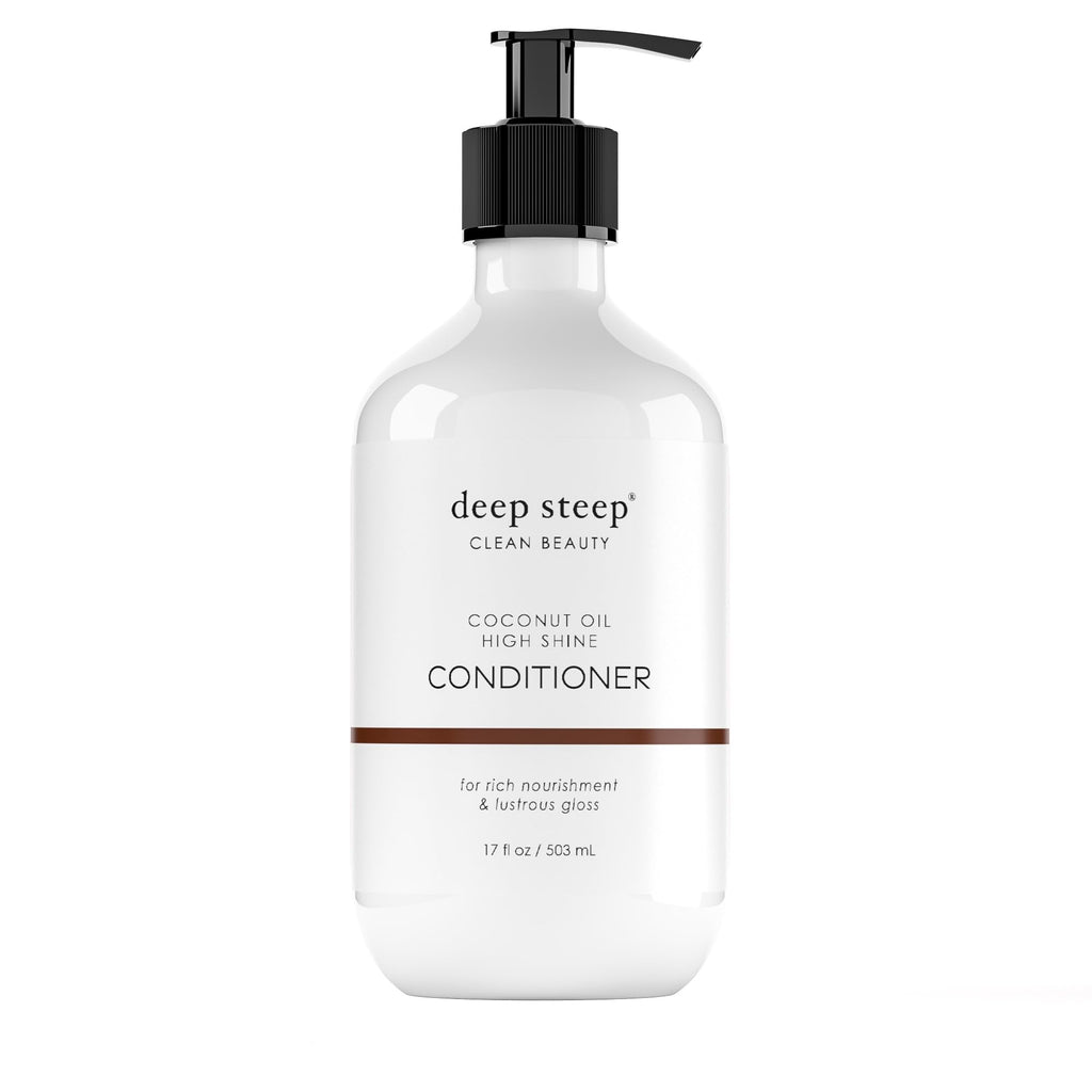Deep Steep High Shine Coconut Oil Conditioner – Moisturizing, Silicone-Free, Vegan, 17 oz