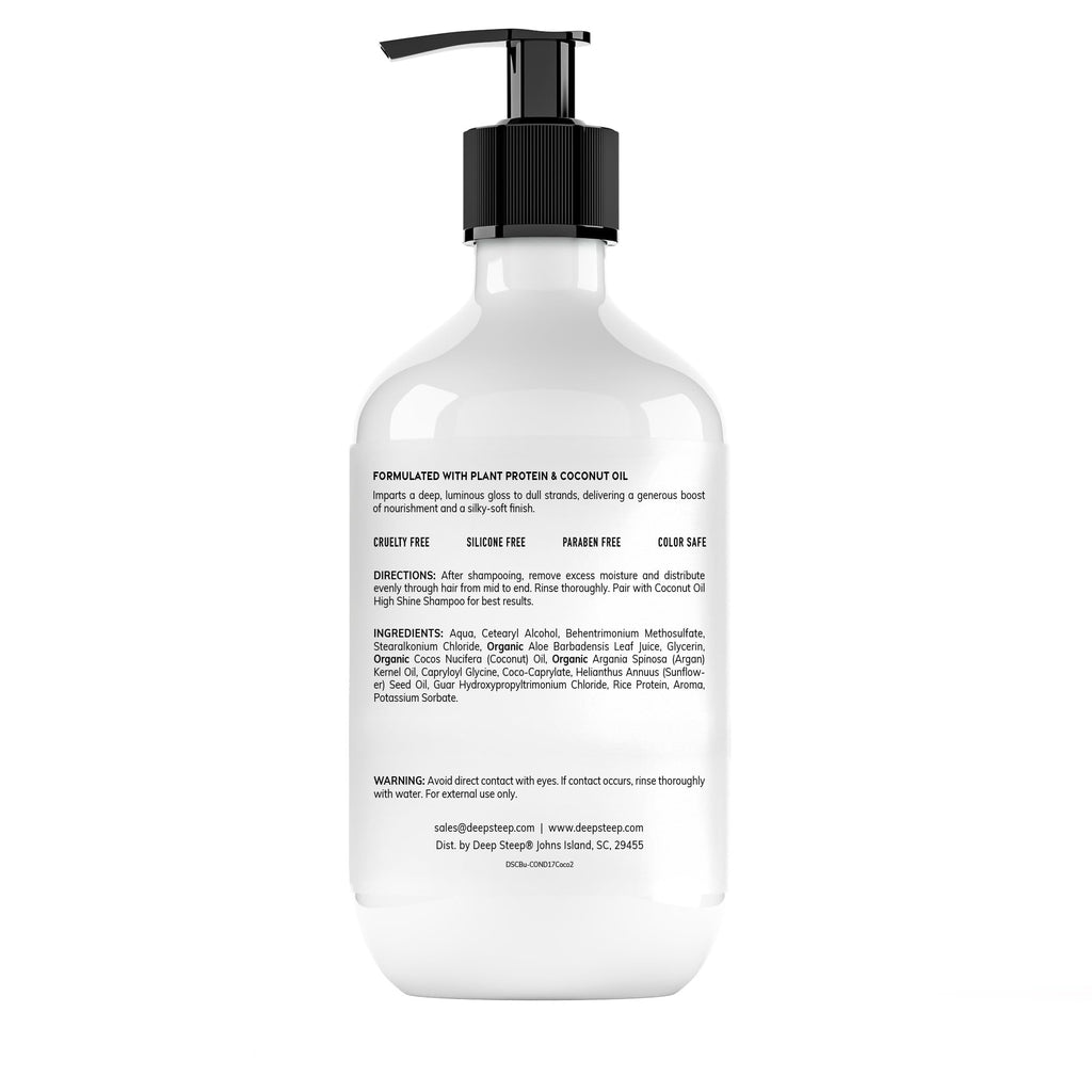 Deep Steep High Shine Coconut Oil Conditioner – Moisturizing, Silicone-Free, Vegan, 17 oz
