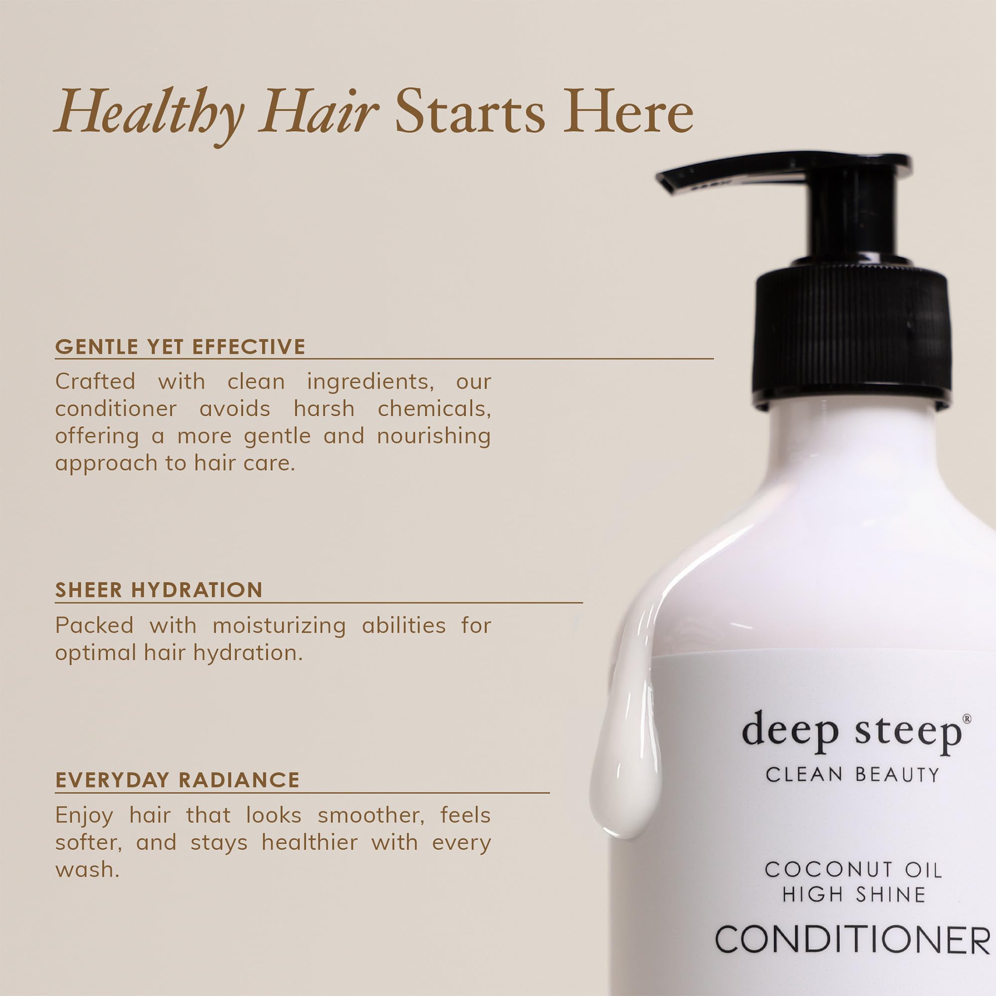 Deep Steep High Shine Coconut Oil Conditioner – Moisturizing, Silicone-Free, Vegan, 17 oz