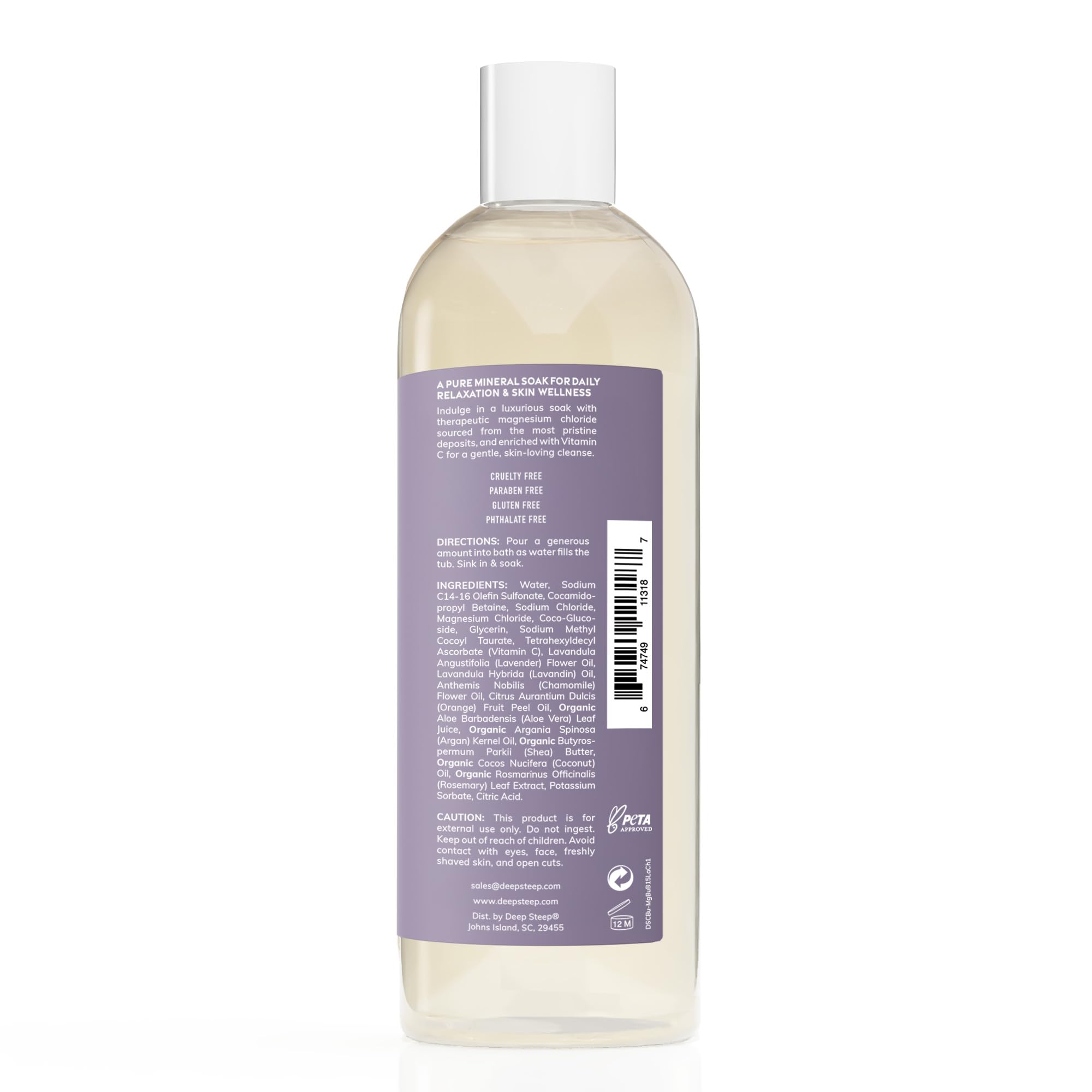 Deep Steep Magnesium Bubble Bath – 15.6 oz, Lavender Chamomile | Soothing Foaming Soak