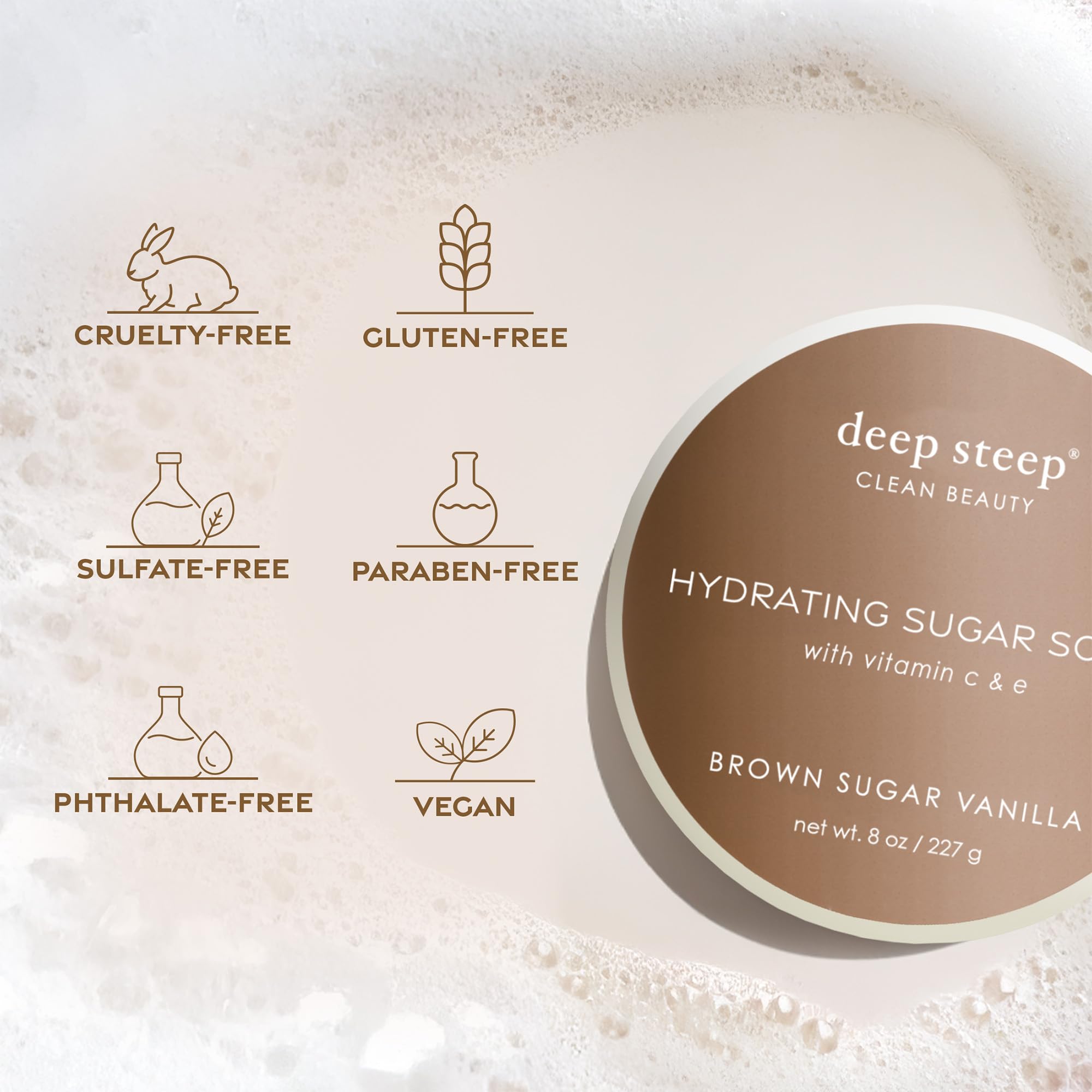 Deep Steep Honey Blossom Sugar Scrub – Exfoliating Body Scrub with Coconut Oil, Shea Butter & Argan Oil | Vegan