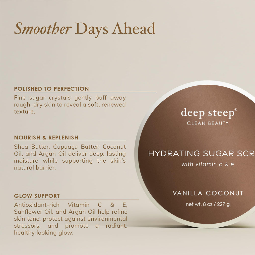 Deep Steep Honey Blossom Sugar Scrub – Exfoliating Body Scrub with Coconut Oil, Shea Butter & Argan Oil | Vegan