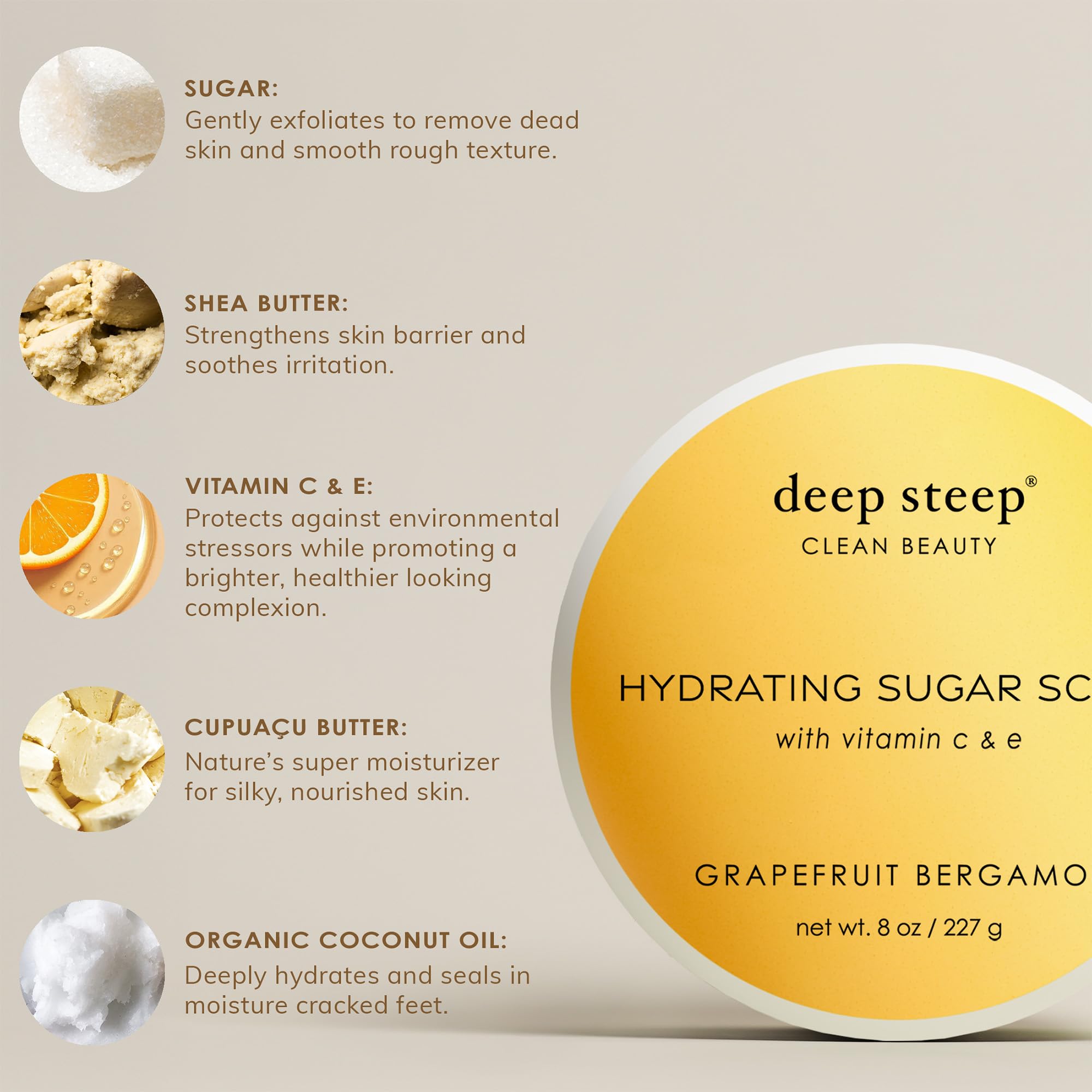Deep Steep Honey Blossom Sugar Scrub – Exfoliating Body Scrub with Coconut Oil, Shea Butter & Argan Oil | Vegan