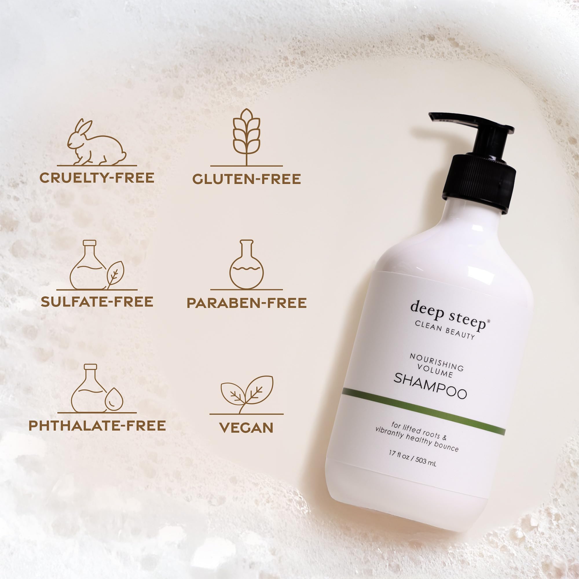 Deep Steep Gentle Clarifying Shampoo – Tea Tree, Peppermint, Aloe & Hyaluronic Acid | Sulfate-Free & Vegan