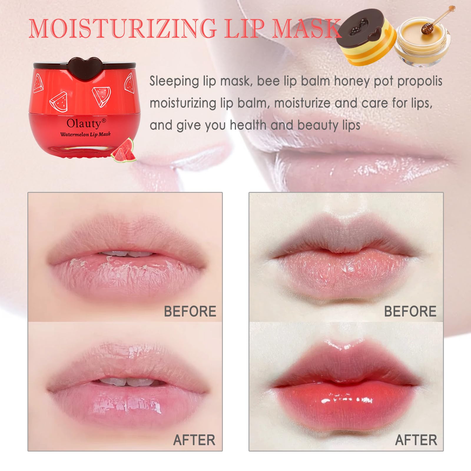 Deepmind 8-Piece Bee Lip Balm Lip Mask Honey Pot – Propolis Overnight Hydration