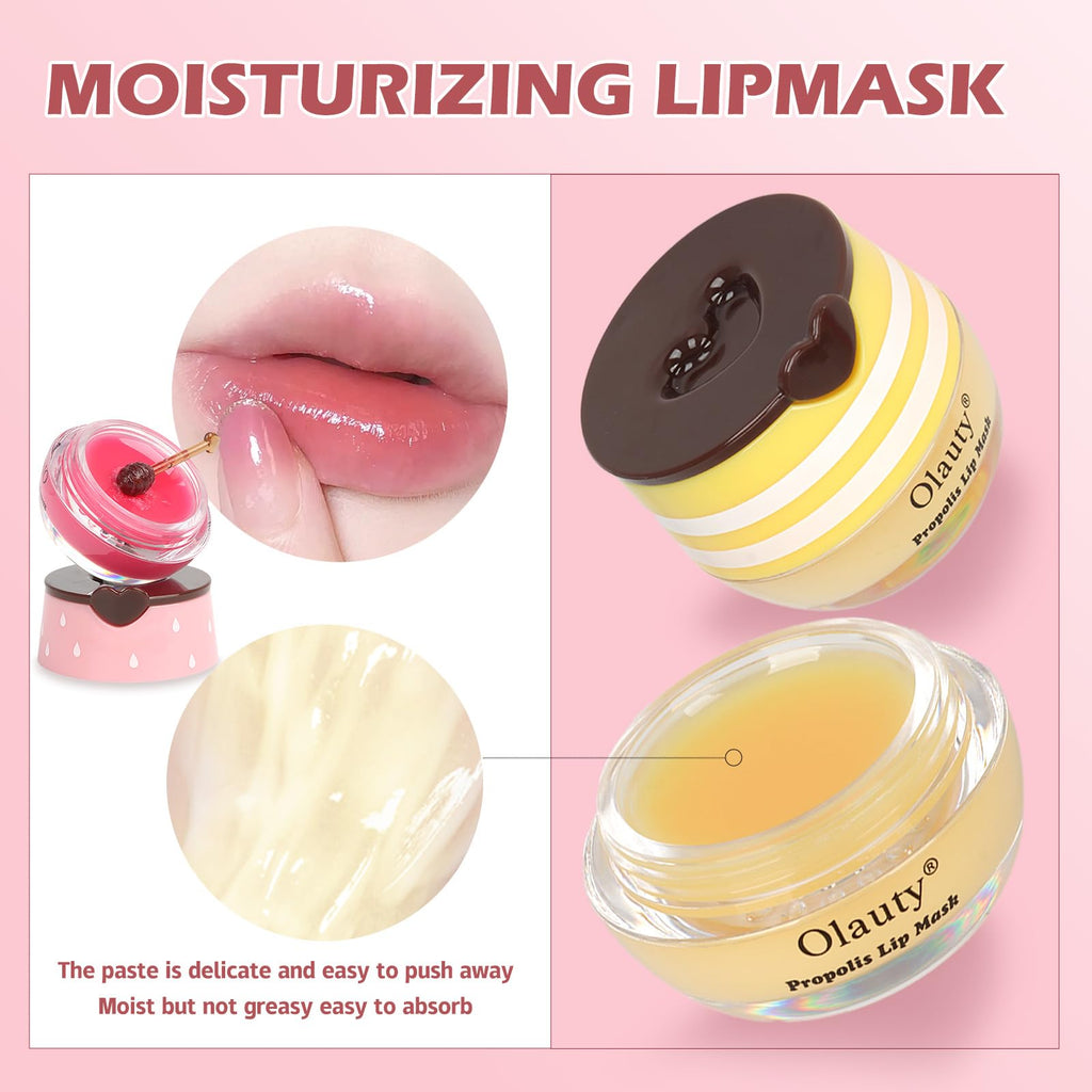 Deepmind 8-Piece Bee Lip Balm Lip Mask Honey Pot – Propolis Overnight Hydration