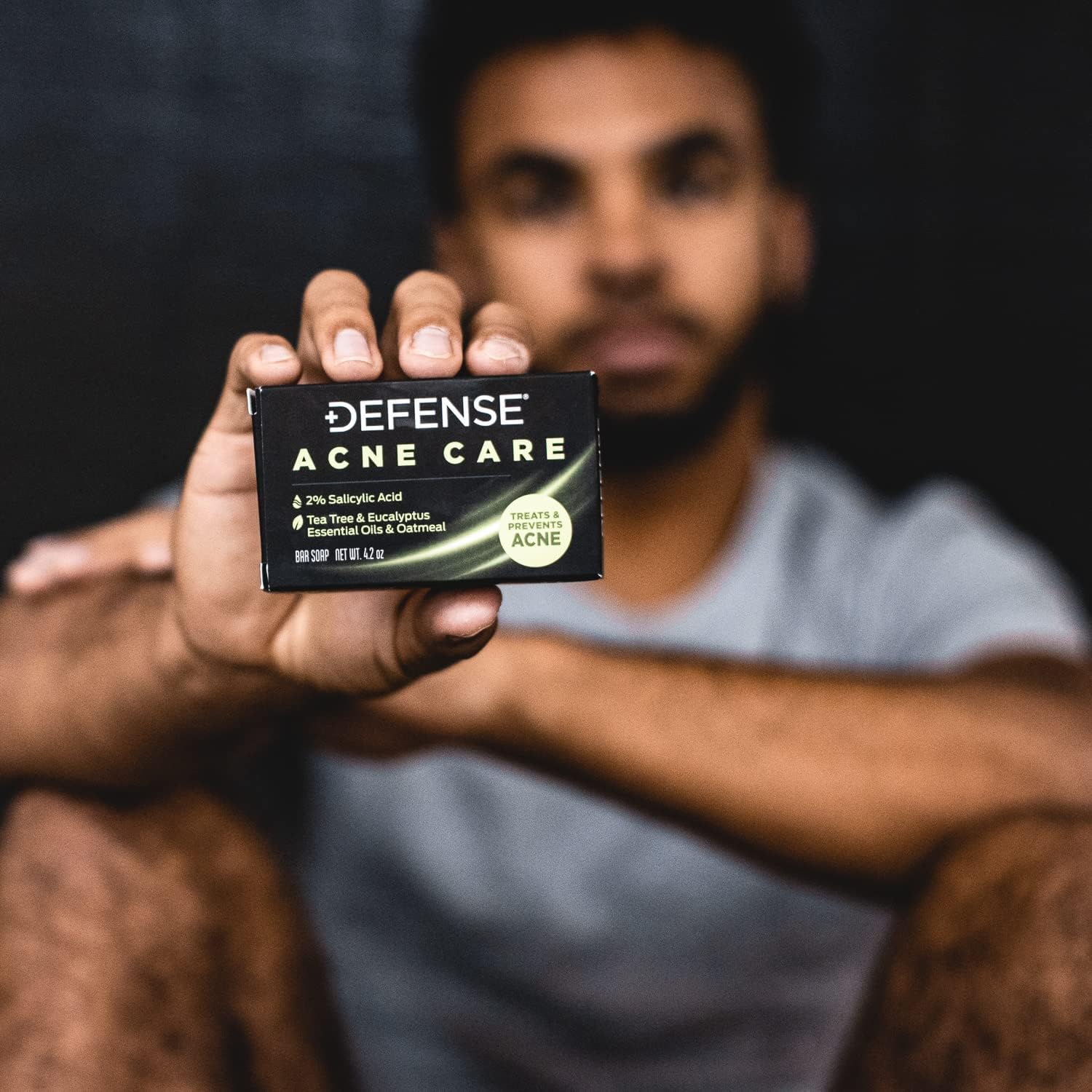 Defense Acne Care Bar Soap – 4.2oz (Pack of 2) | 2% Salicylic Acid, Tea Tree & Eucalyptus, Oatmeal