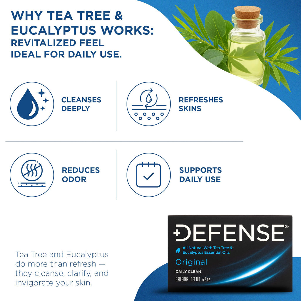 Defense Soap 5pk Tea Tree Bar Soap for Men | All-Natural Tea Tree & Eucalyptus Oils