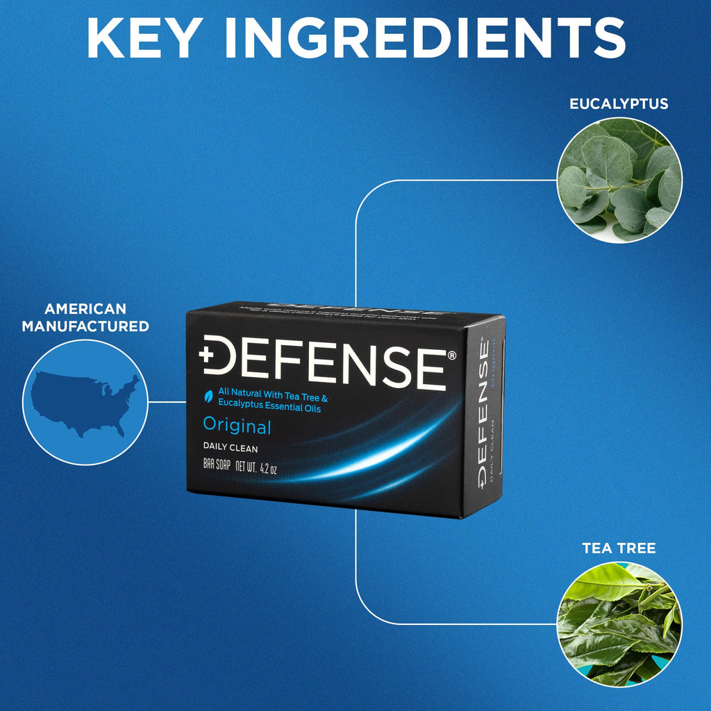 Defense Soap 5pk Tea Tree Bar Soap for Men | All-Natural Tea Tree & Eucalyptus Oils