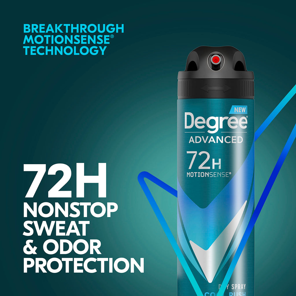 Degree Men Cool Rush Antiperspirant Deodorant Dry Spray with MotionSense Technology — 3-Count, 3.8 oz
