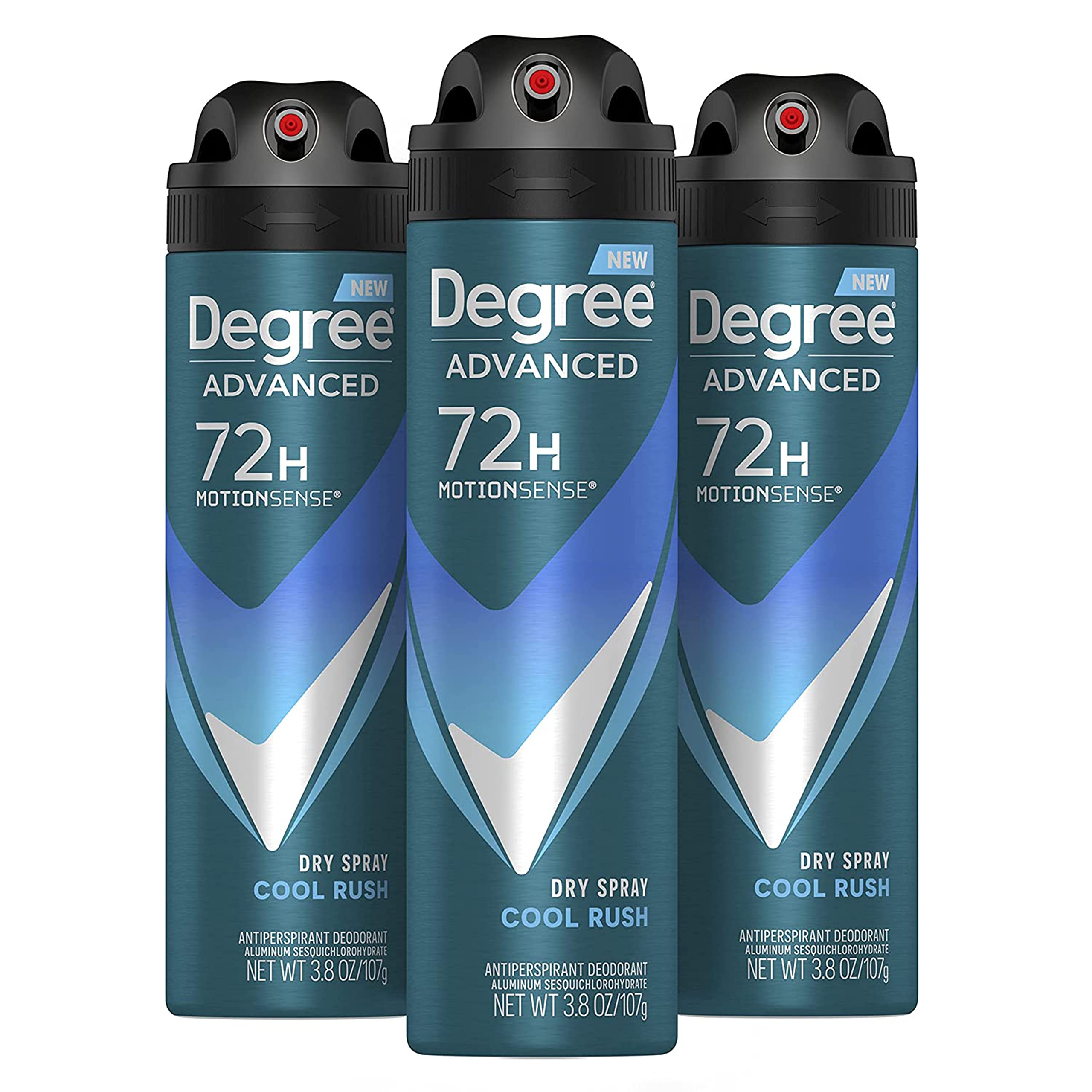 Degree Men Cool Rush Antiperspirant Deodorant Dry Spray with MotionSense Technology — 3-Count, 3.8 oz