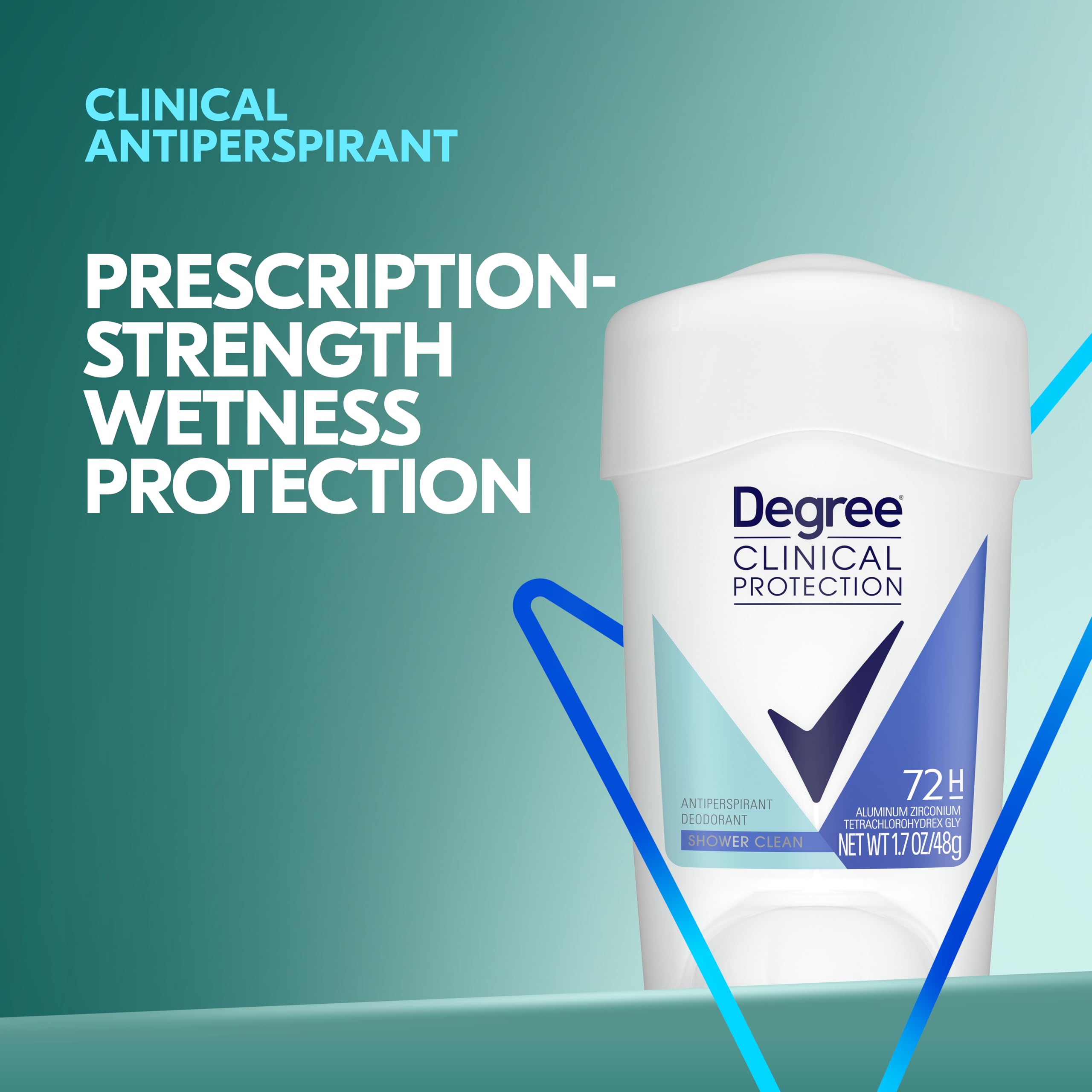 Degree Clinical Protection Shower Clean Antiperspirant Deodorant for Women – 3-Pack, 1.7 oz