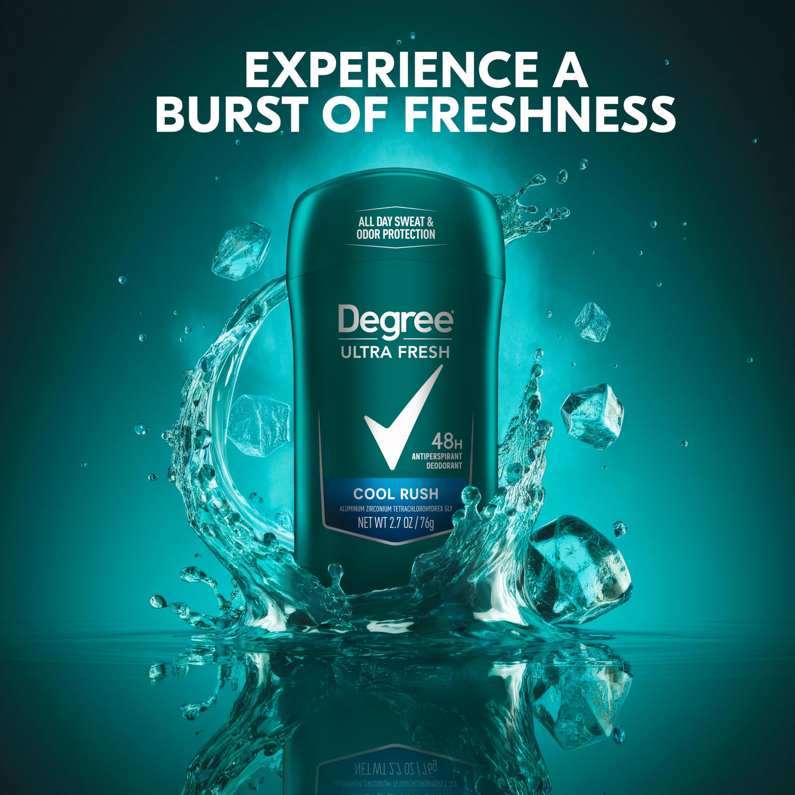 Degree Men Ultra Fresh Cool Rush Antiperspirant Deodorant Stick — 4 Pack (2.7 oz)
