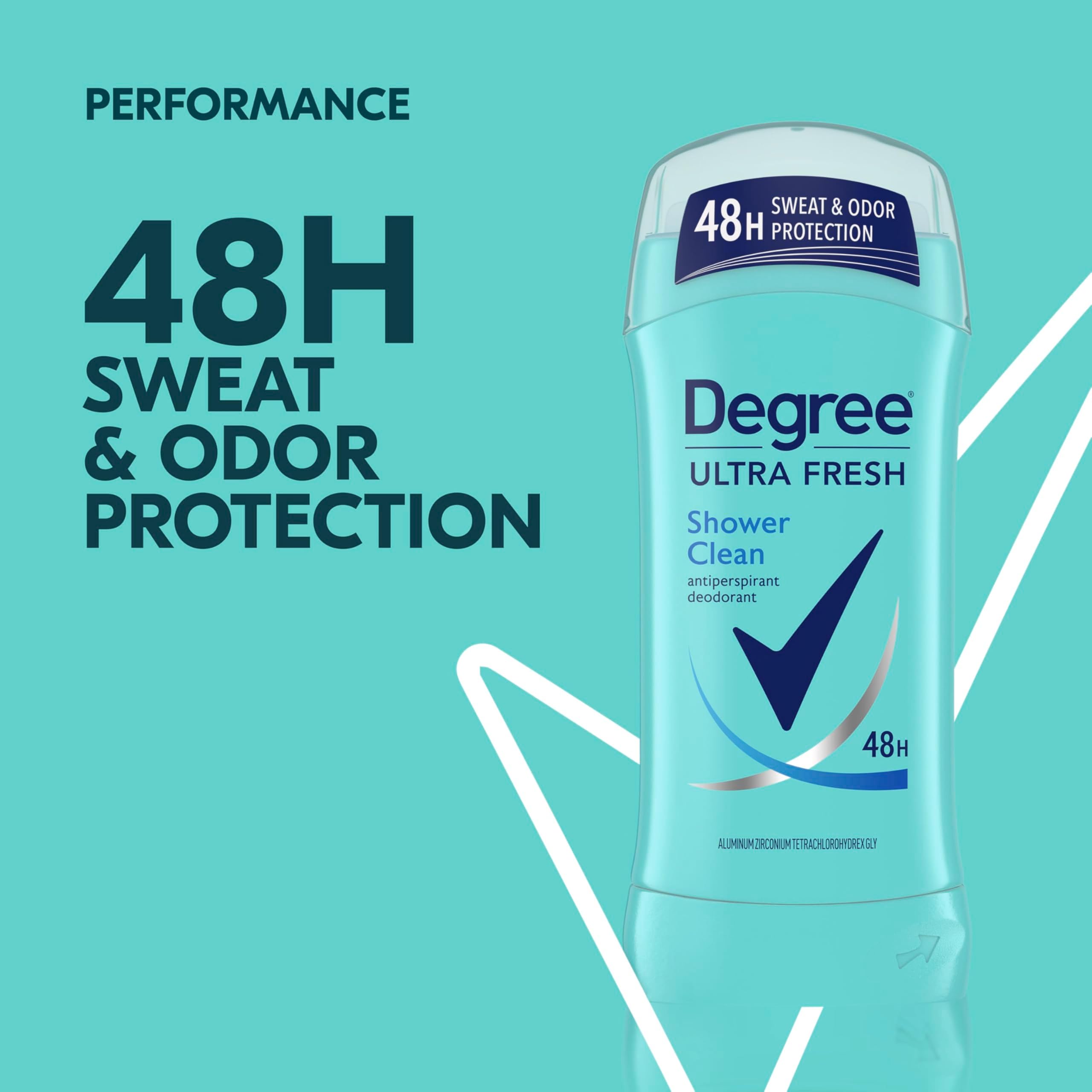 Degree Ultra Fresh Shower Clean Antiperspirant Stick — 48H Sweat & Odor Protection, 4-Pack for Women
