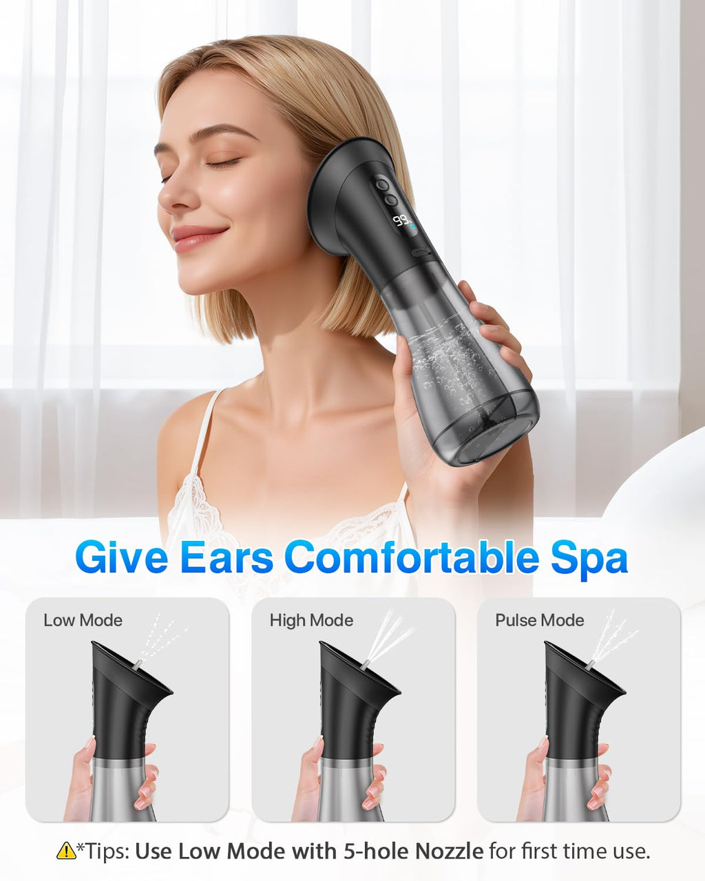 DEJUNPIOOL Ear Wax Removal Kit - Safe 3-Mode Ear Cleaning, IPX7, 5000mAh