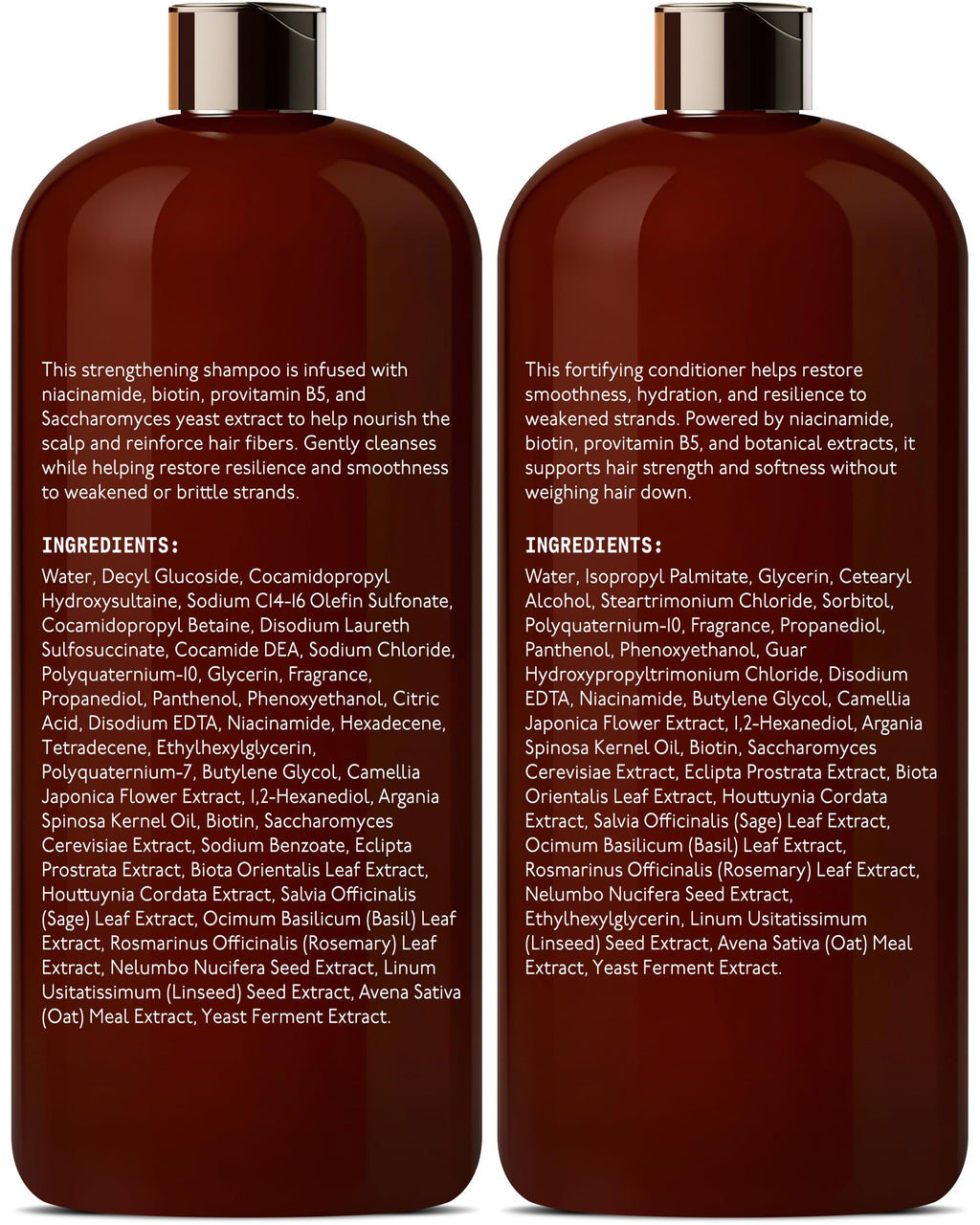 DEL SUR Hair Strengthening Shampoo & Conditioner Set | Camellia Japonica, Niacinamide, Provitamin B5 & Biotin – 16 fl oz Each