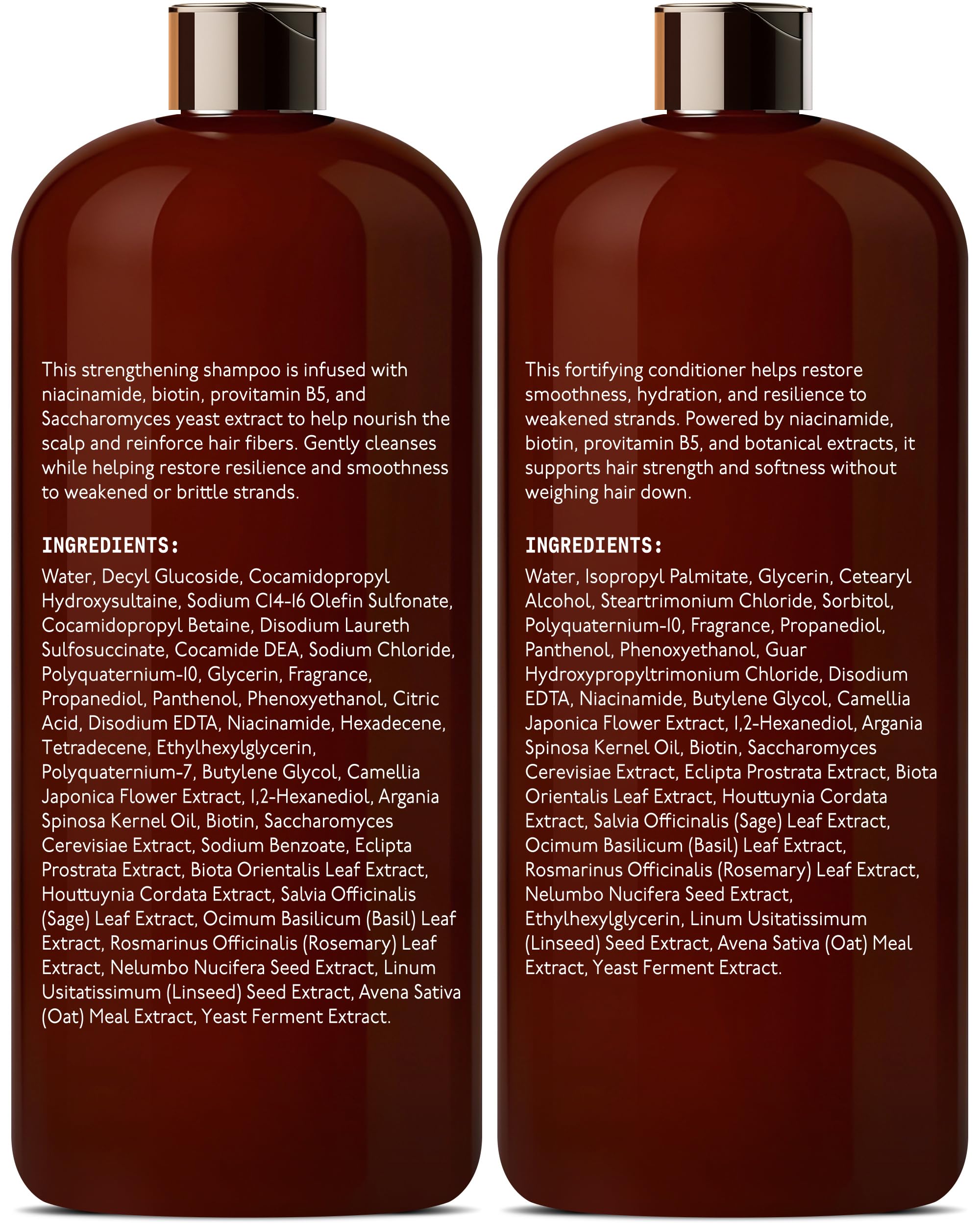 DEL SUR Hair Strengthening Shampoo & Conditioner Set | Camellia Japonica, Niacinamide, Provitamin B5 & Biotin – 16 fl oz Each