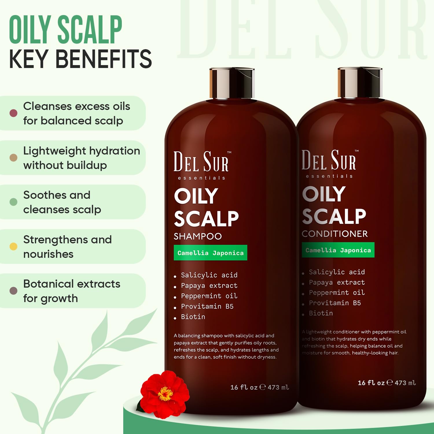 DEL SUR Clarifying Shampoo & Conditioner Set for Oily Scalp – 16 fl oz