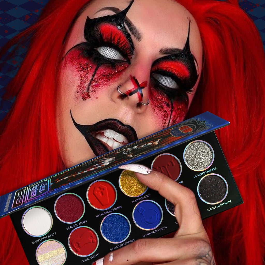 DE'LANCI Red Blue Multichrome Eyeshadow Palette | High Pigment, Vegan Metallic Shimmers