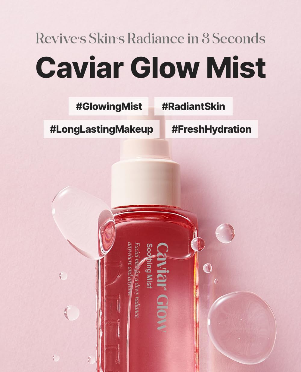 Delere Caviar Glow Soothing Mist – Hydrating Facial Mist with Caviar Extract, 3.4oz