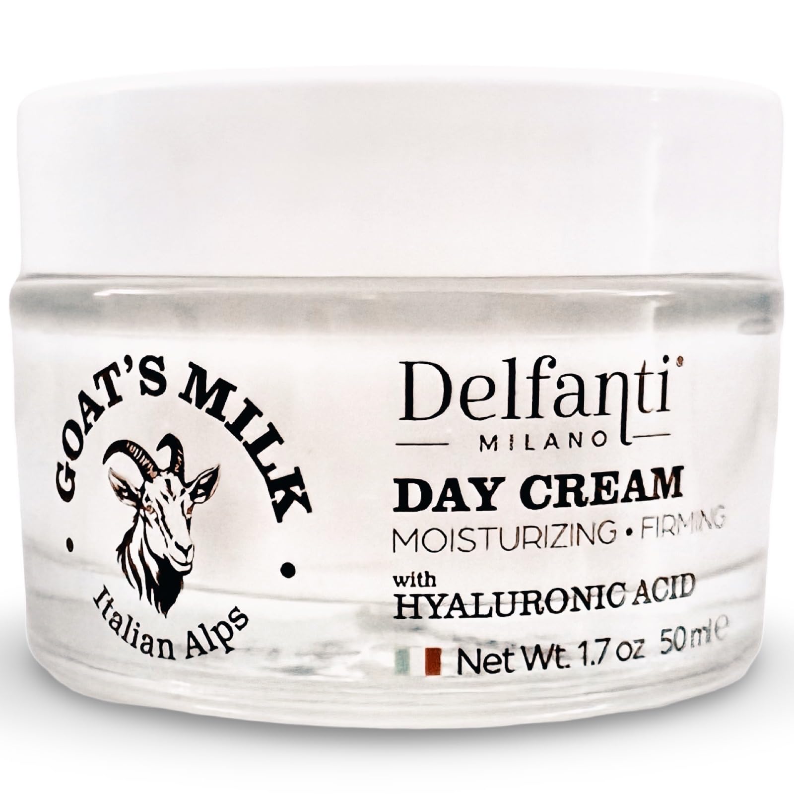 Delfanti-Milano GOAT'S MILK Day Cream with Hyaluronic Acid – Firming Face & Neck Moisturizer | Made in Italy