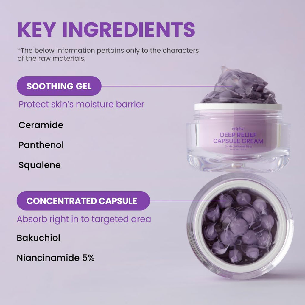 delphyr Deep Relief Capsule Cream – Bakuchiol + Niacinamide 5% + Ceramide | Soothing, Hydrating Vegan Skincare
